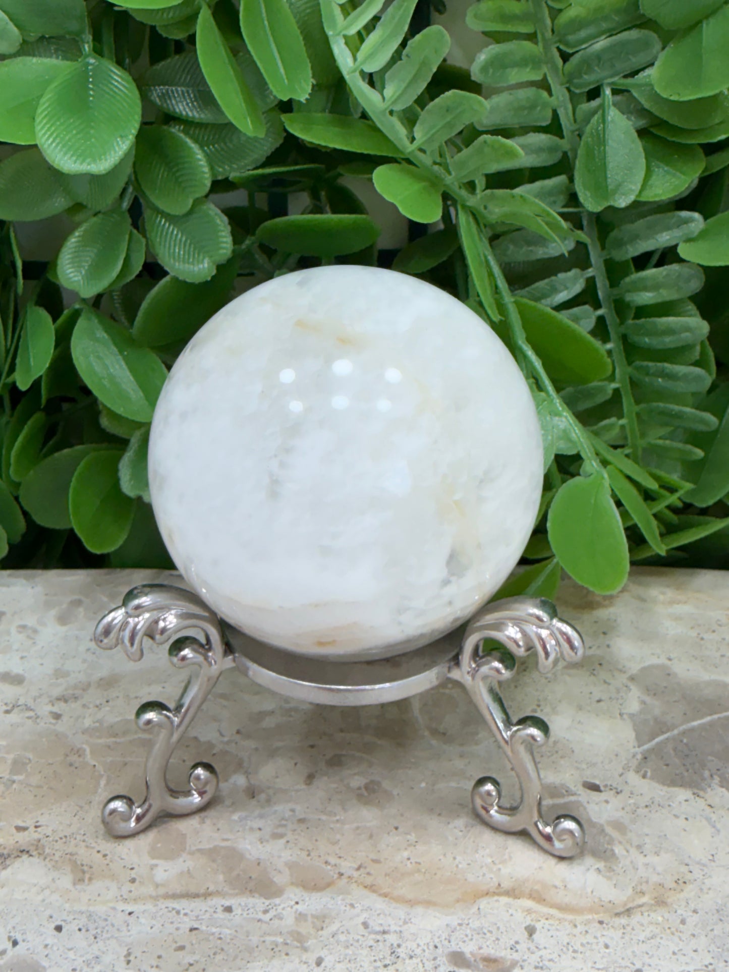 White Fluorite with Pyrite Sphere 292g
