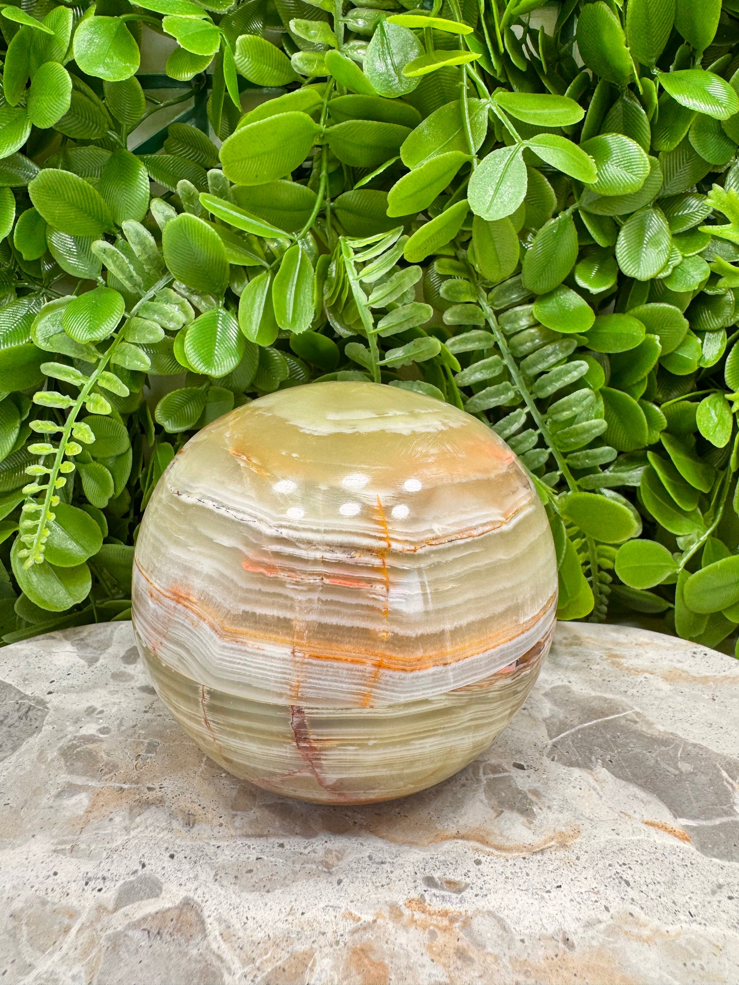Green Banded Onyx Sphere Bowl 508g