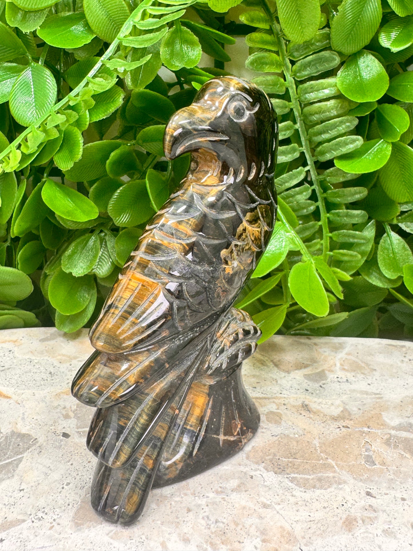 Yellow/Blue Tigers Eye Bird 188g