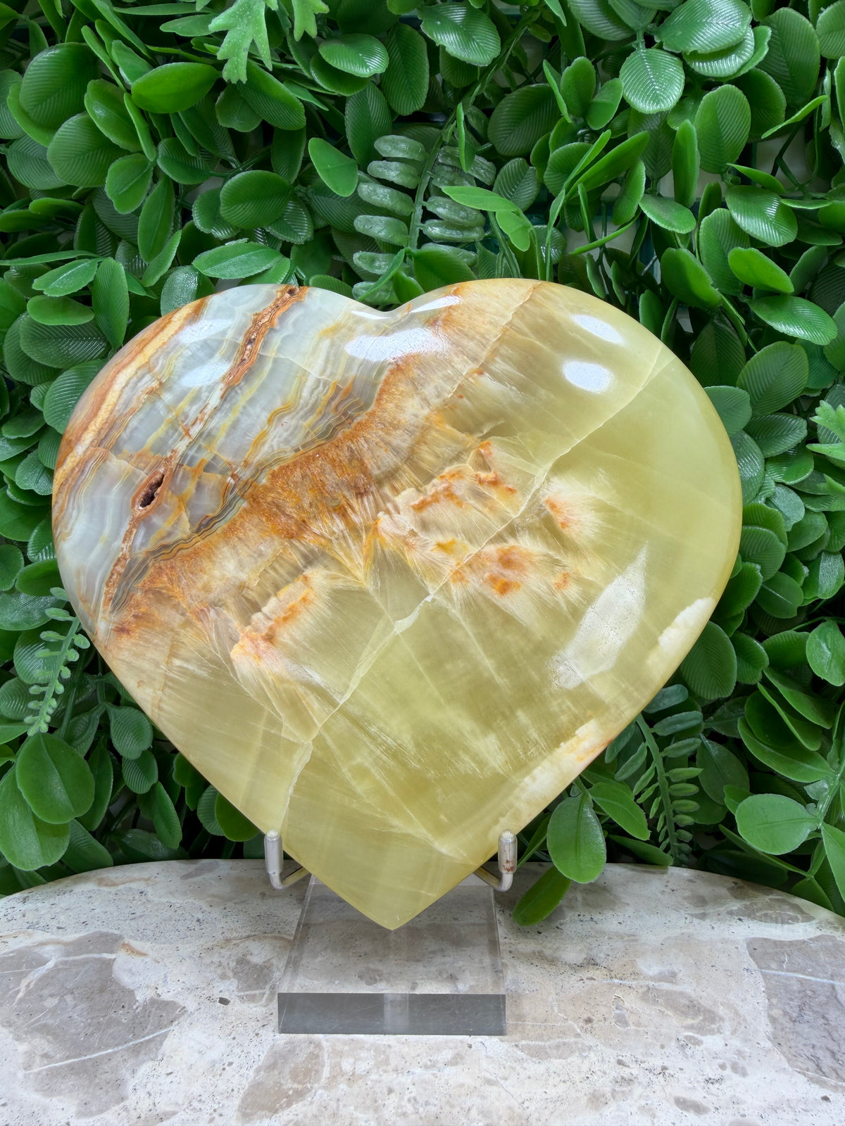 Lemon Banded Calcite Heart | Joy • Confidence • Motivation