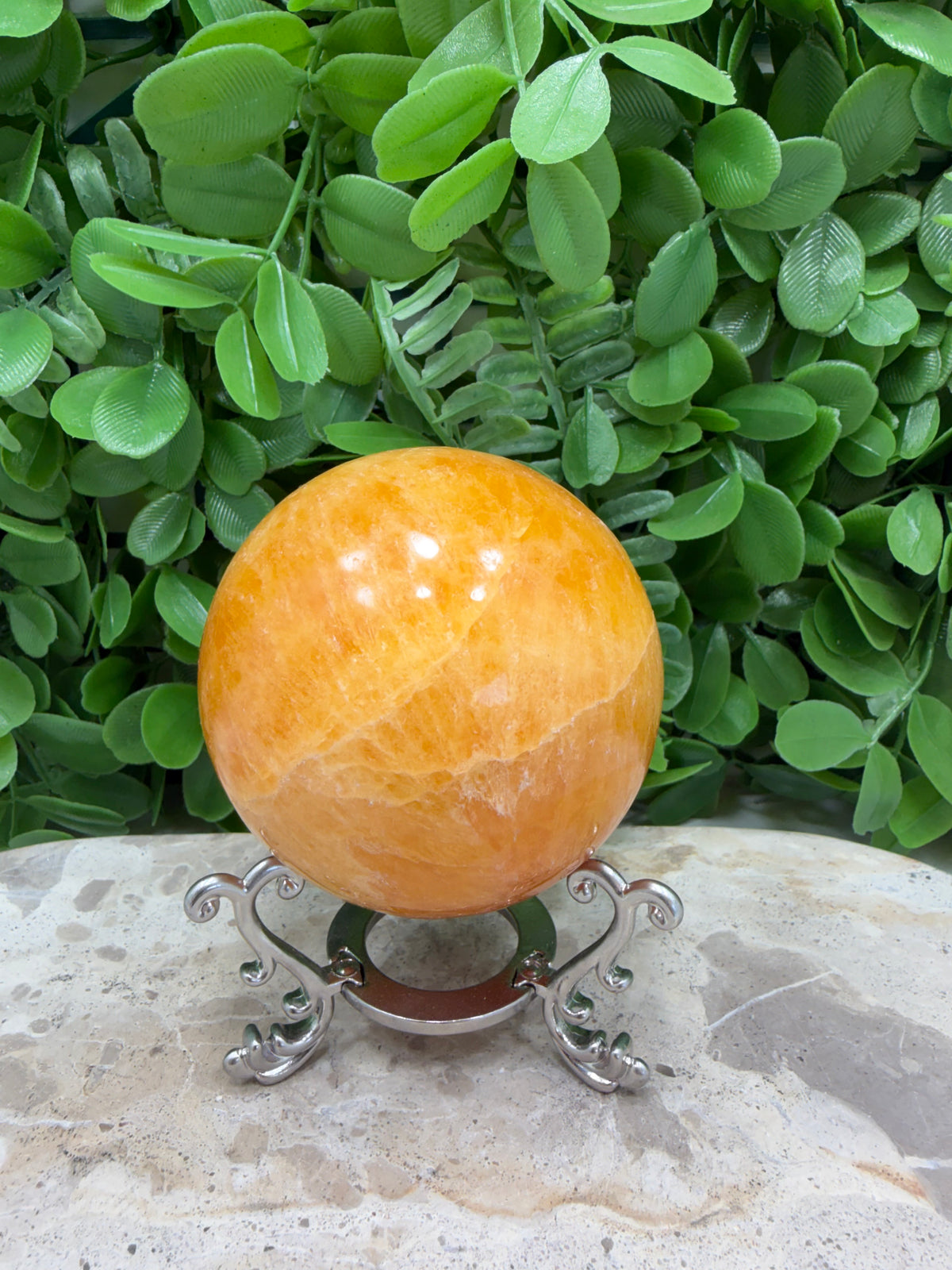 Crystaliised Orange Calcite Sphere 464g| Energy • Joy • Creativity