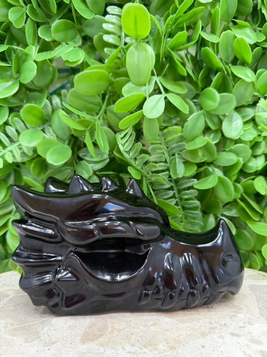 Black Obsidian Dragon Skull 1064g