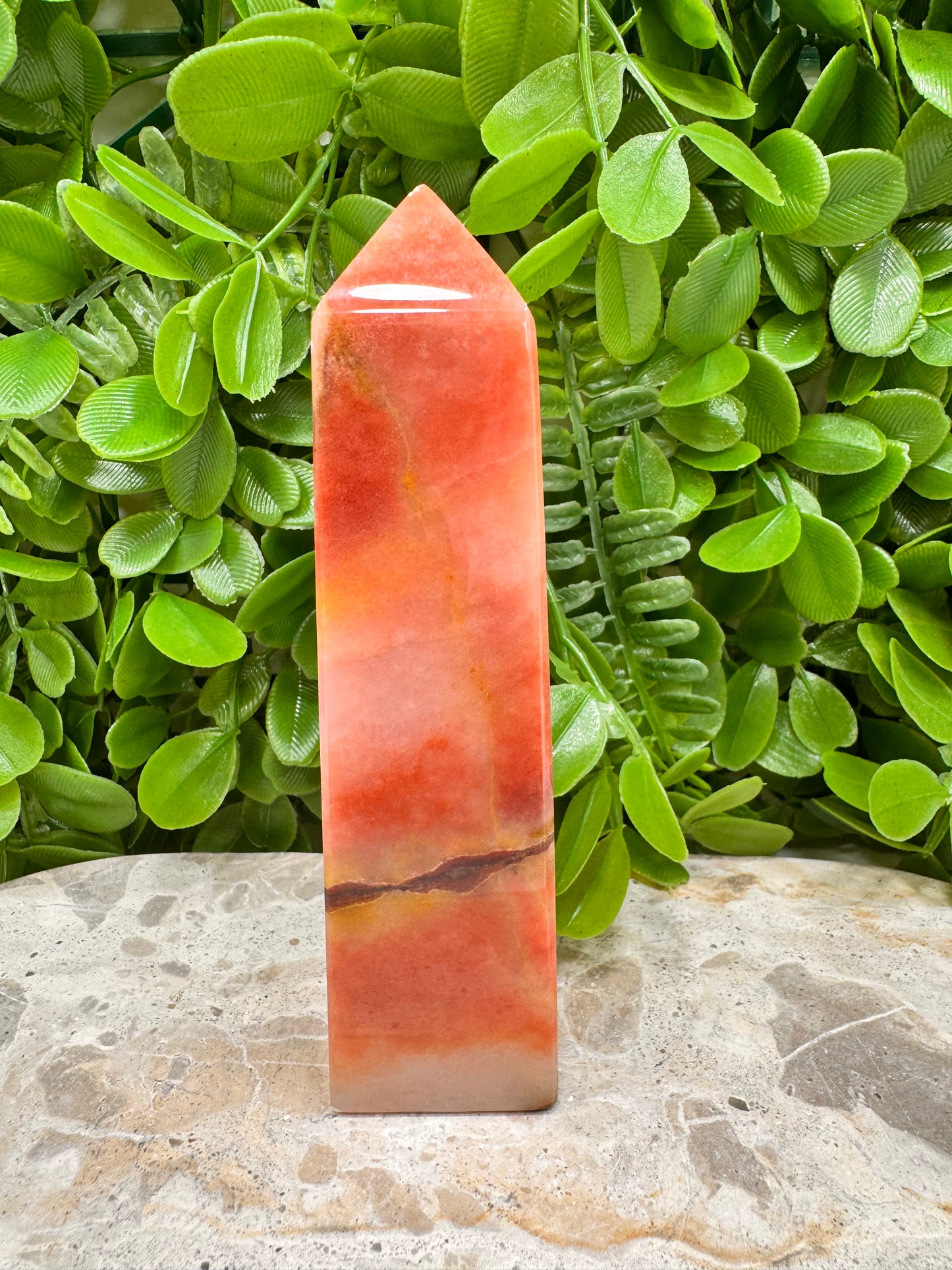 Peach Banded Calcite Tower 340g