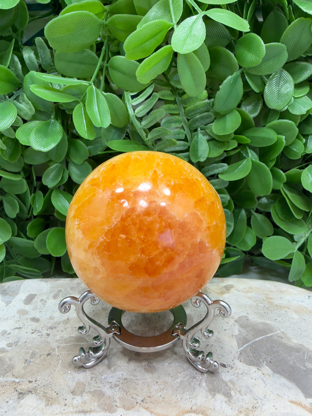 Crystaliised Orange Calcite Sphere 464g| Energy • Joy • Creativity