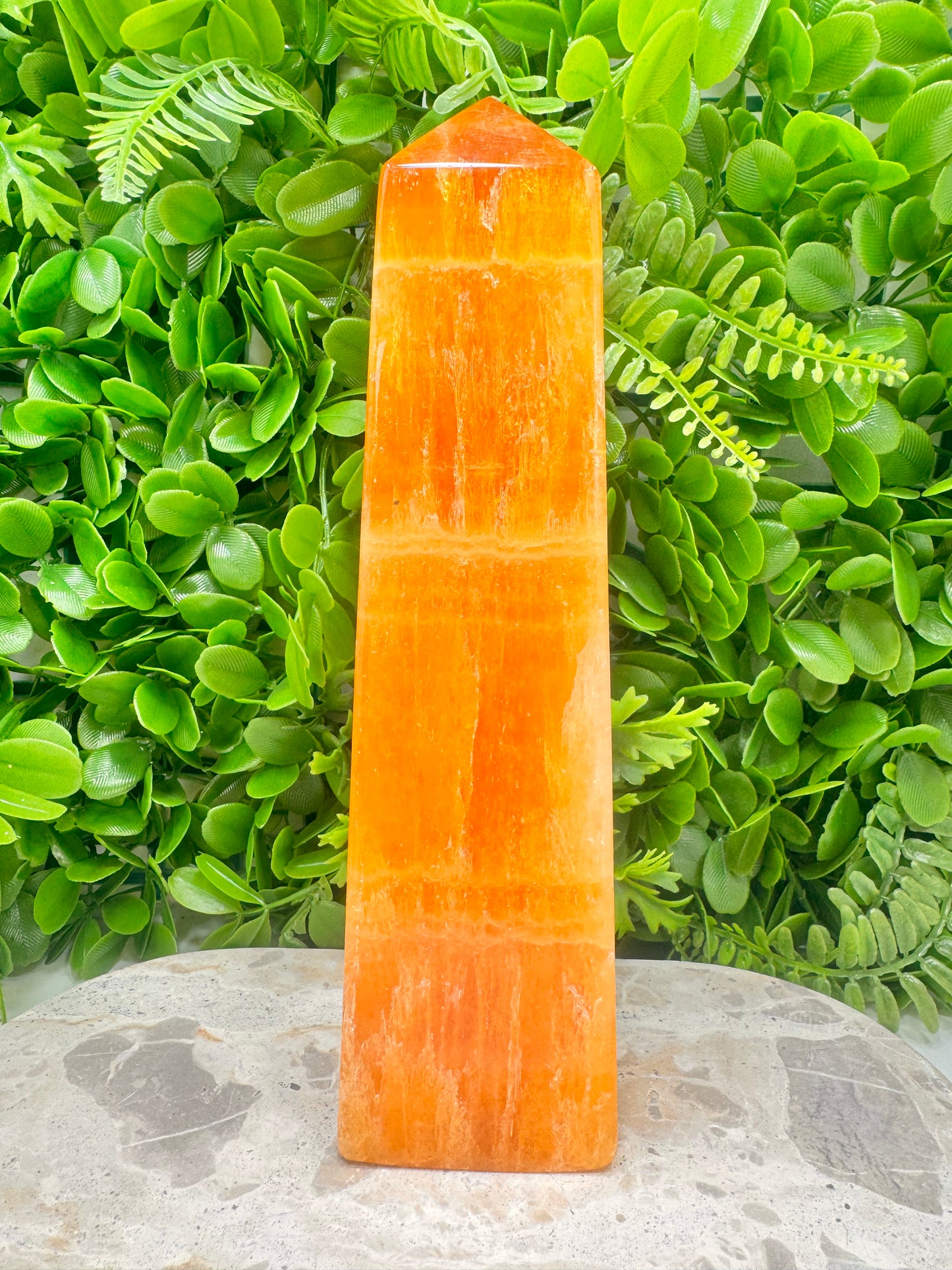 Crystallised Orange Calcite Tower 1898g