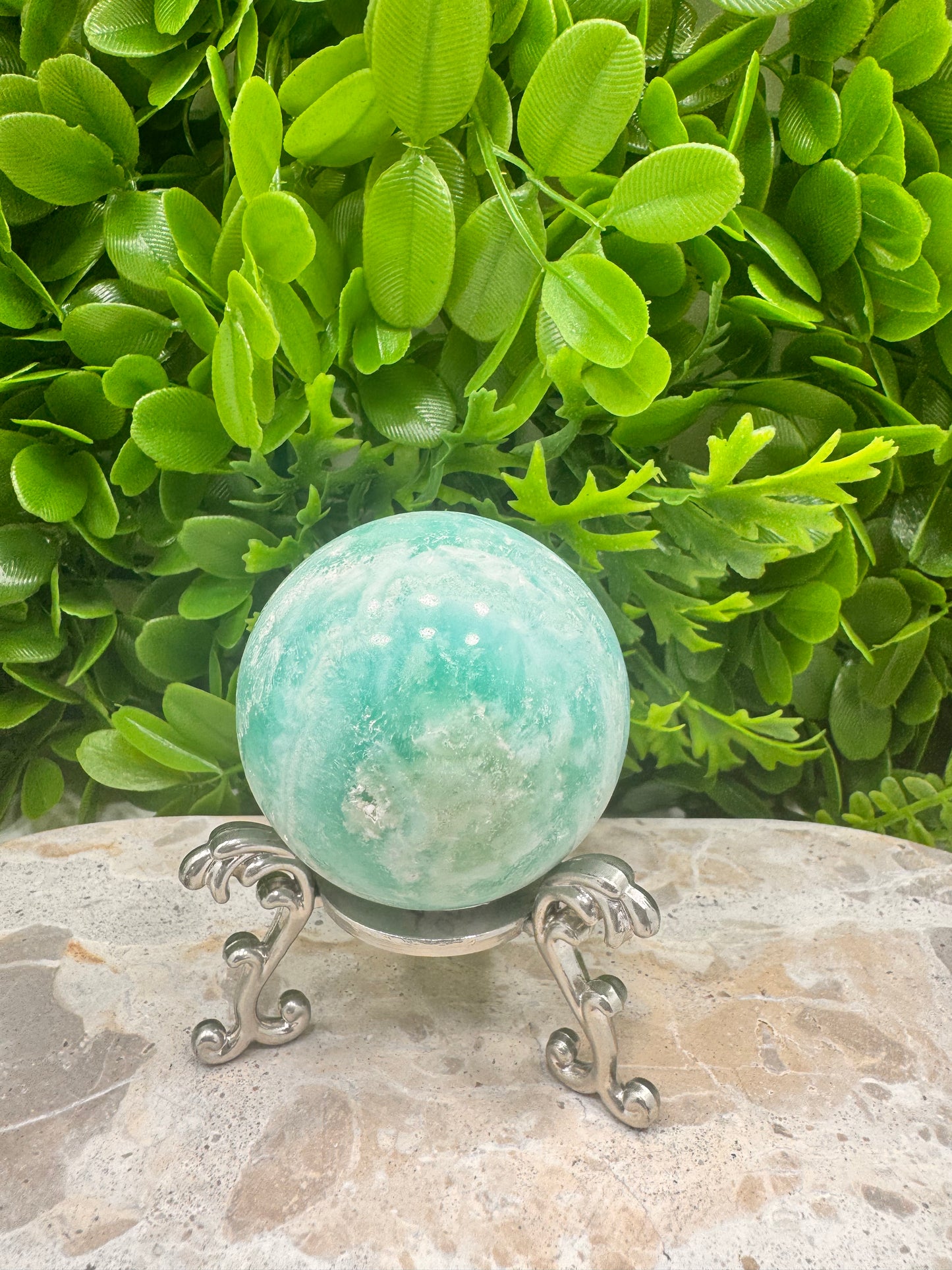 Blue Aragonite with Smithsonite Sphere 288g