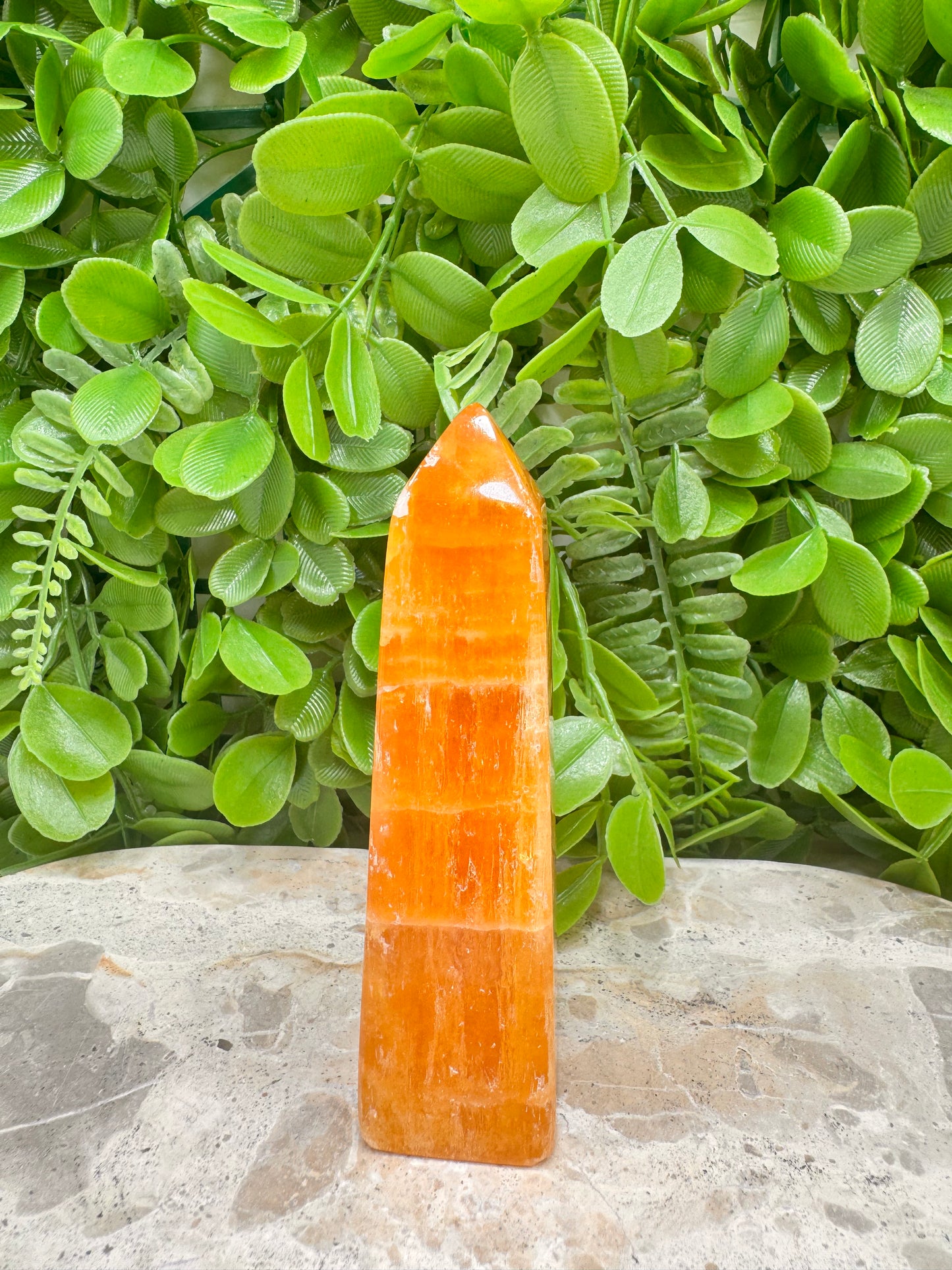 Crystalised Orange Calcite Point 196g