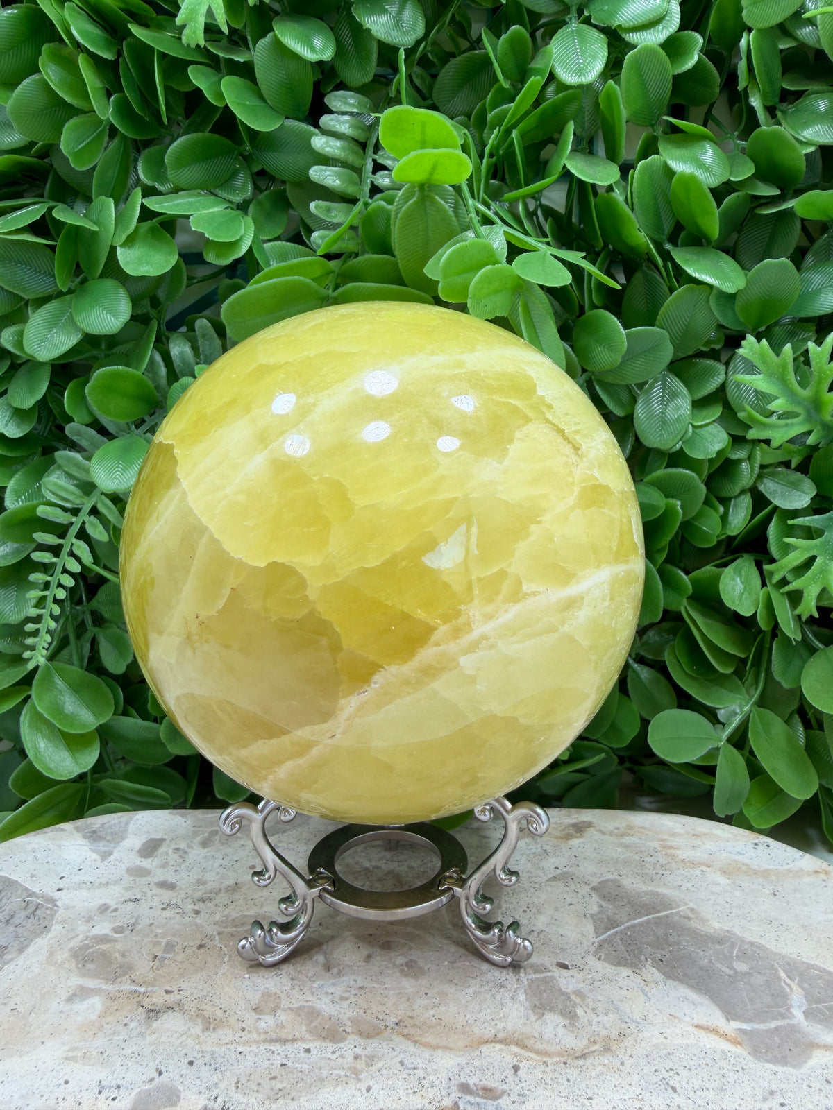 Lemon Calcite Sphere 2356g | Joy • Confidence • Motivation