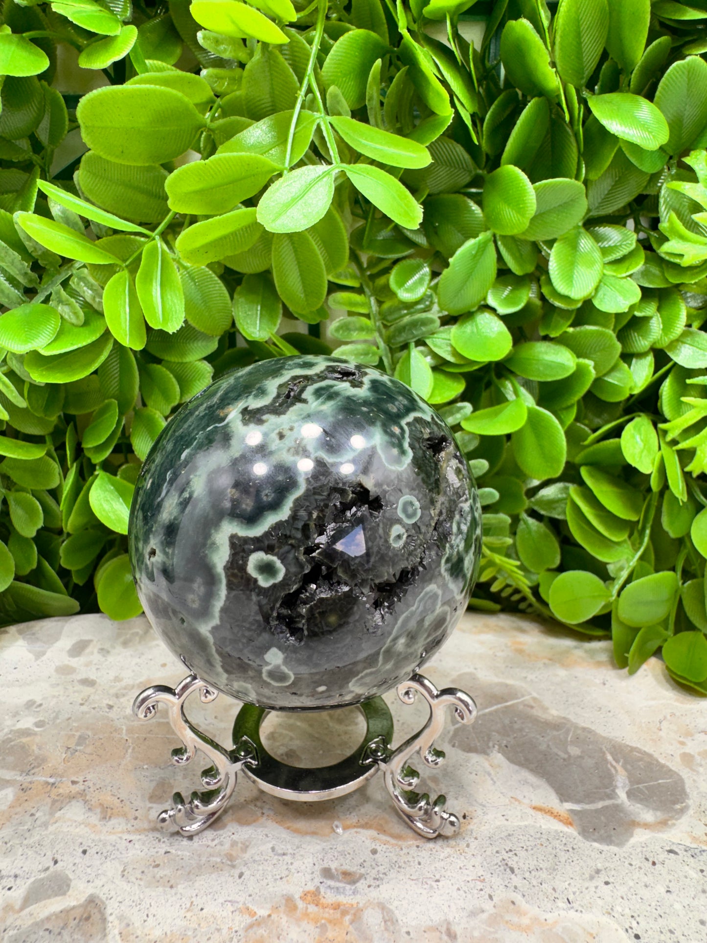 Bubble Ocean Jasper Sphere 536g