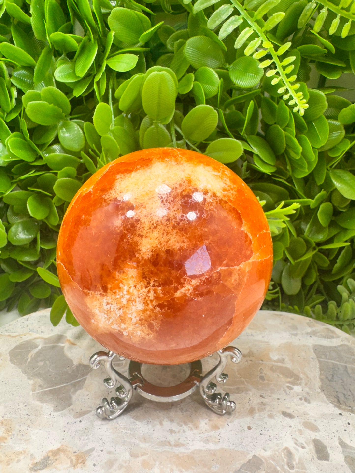 Crystalised Orange Calcite Sphere 1260g