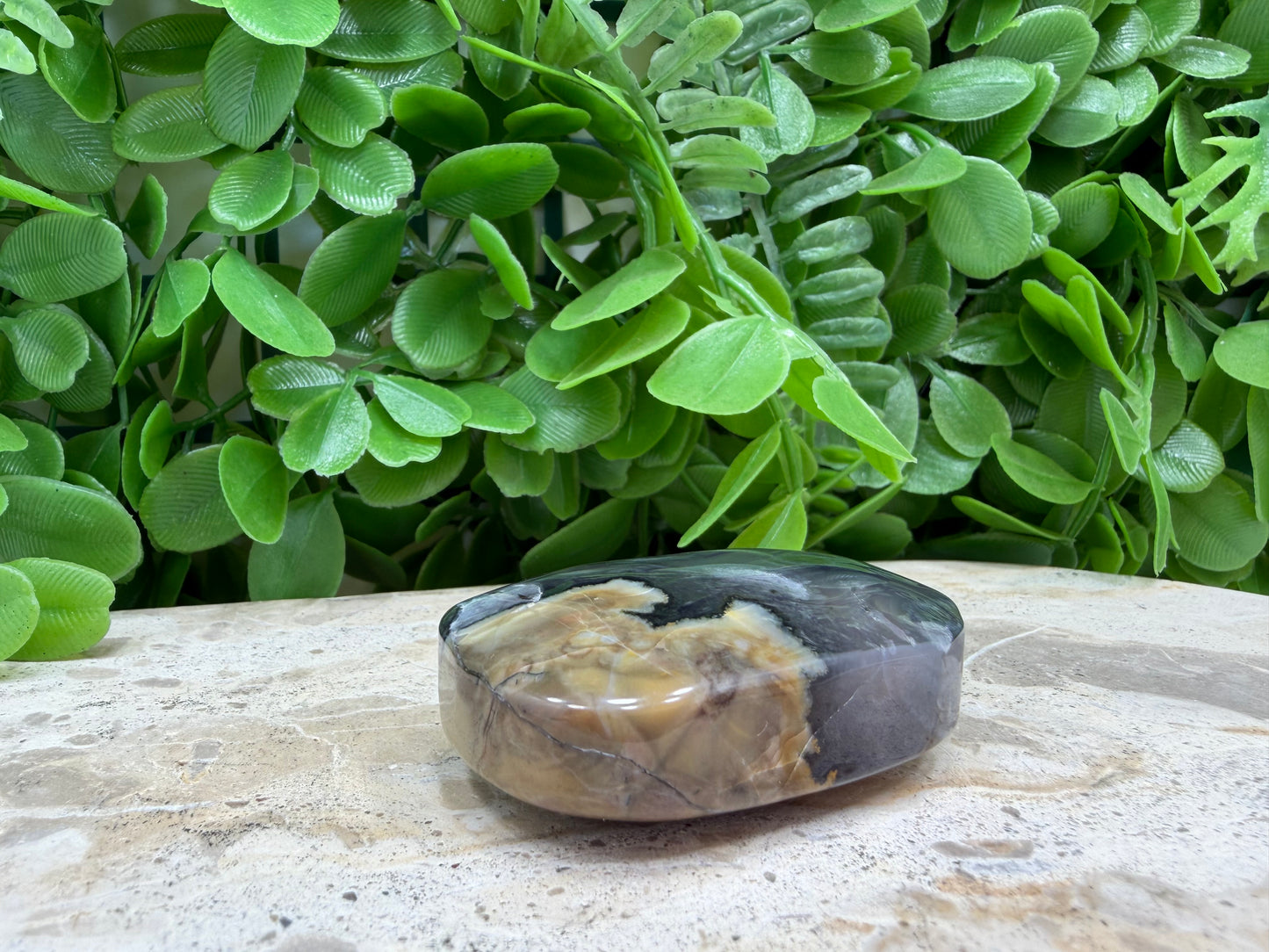 UV Volcanic Agate Palm Stone 76g