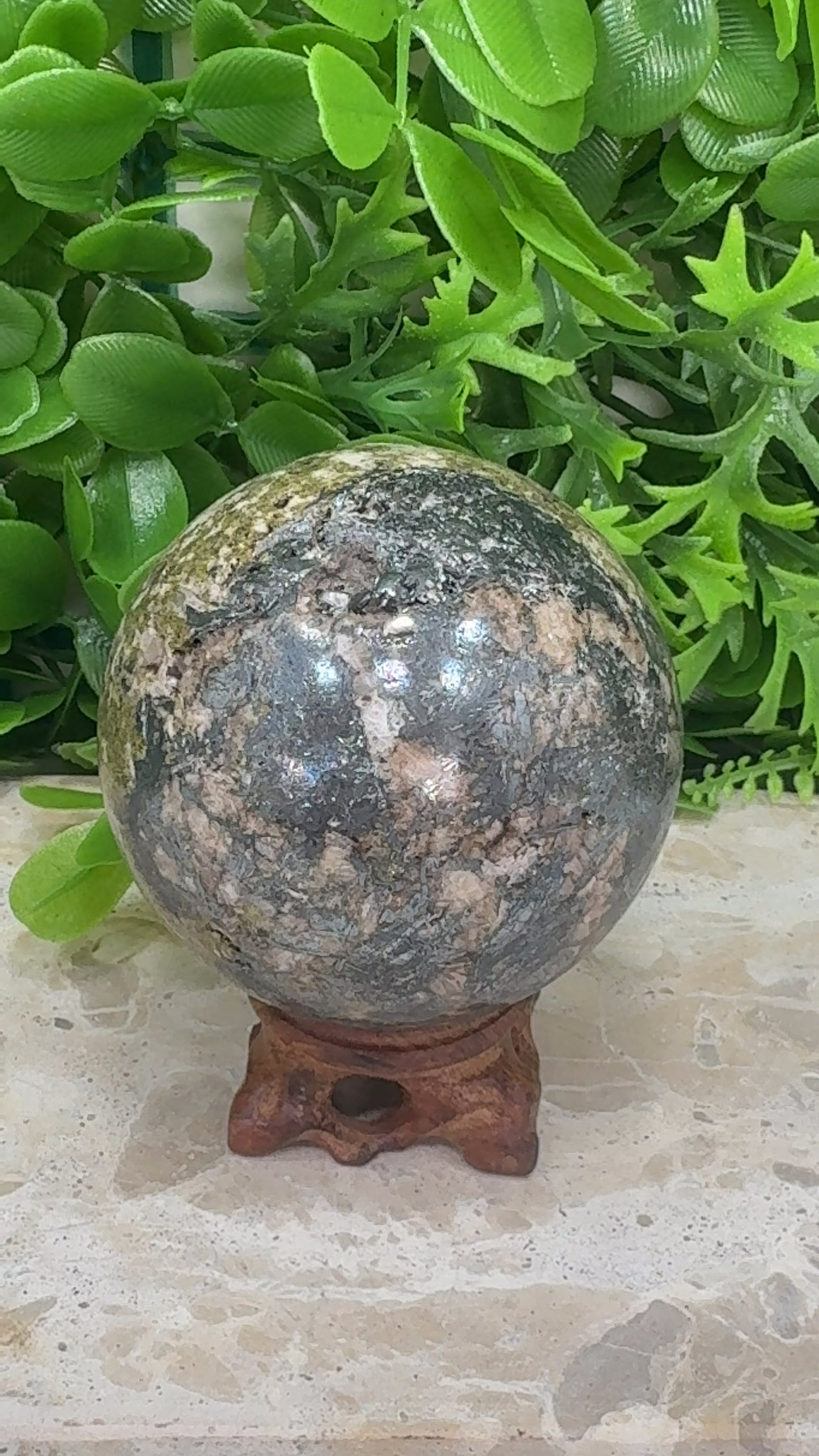 Epidote/Hematite with Quartz Sphere 606g