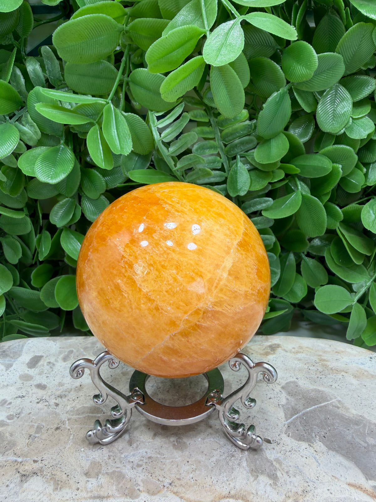 Crystaliised Orange Calcite Sphere 464g| Energy • Joy • Creativity