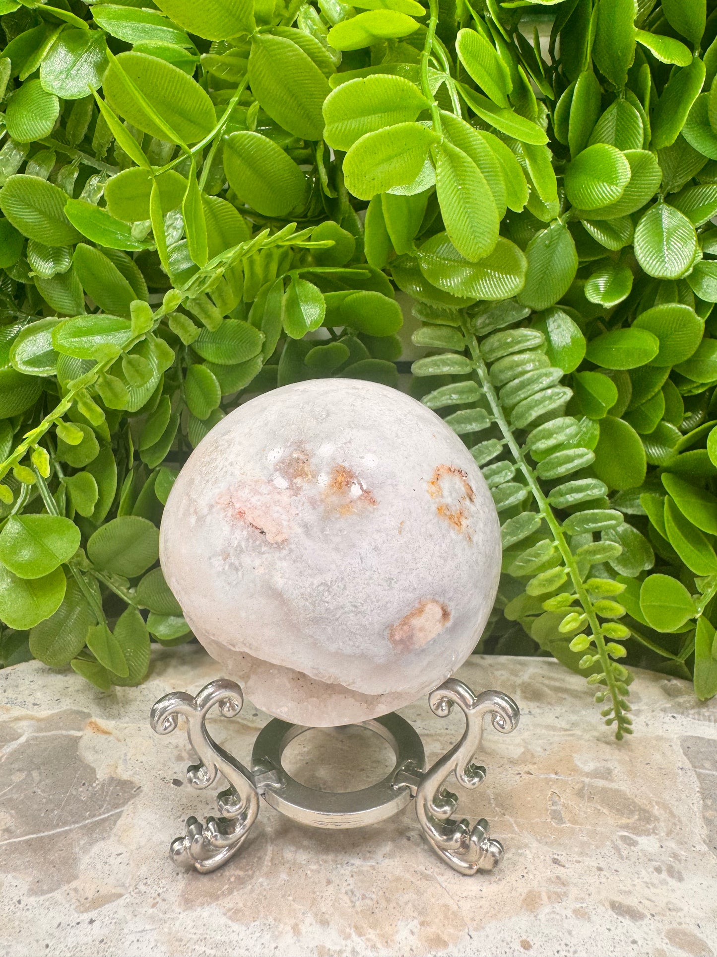 Pink Druzy Agate Sphere 422g