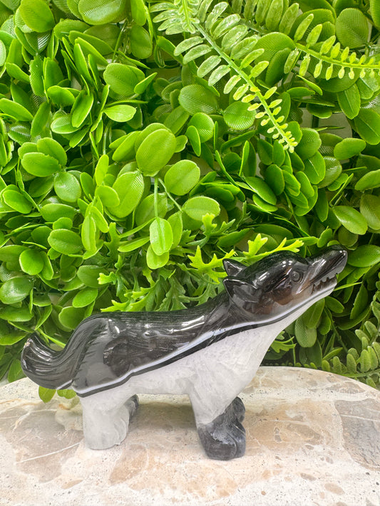 Black Sardonyx Wolf 430g