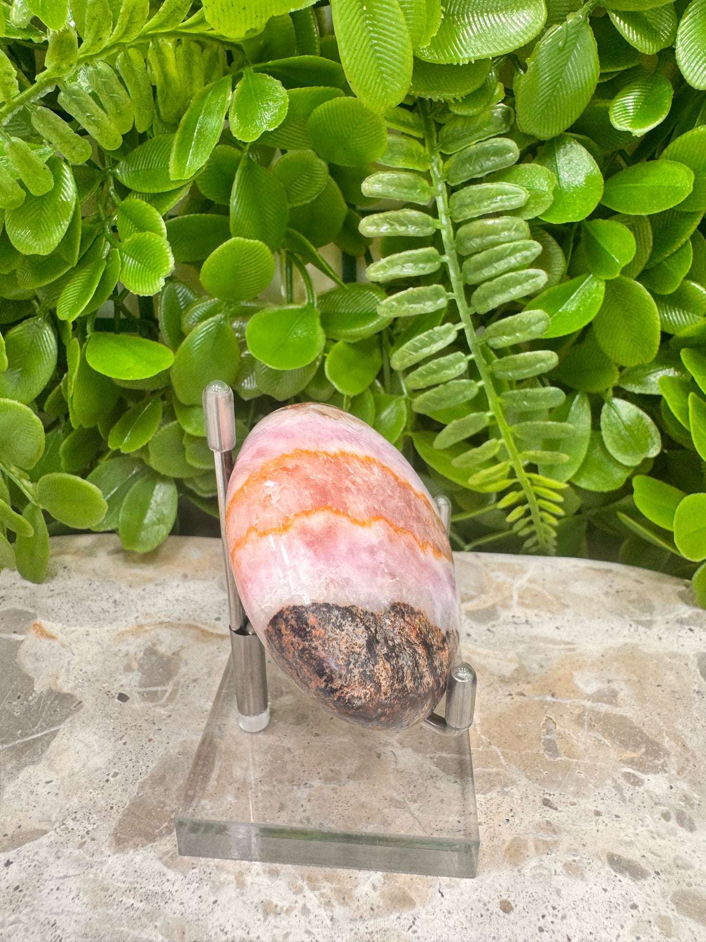 Pink Aragonite Palm Stone 130g