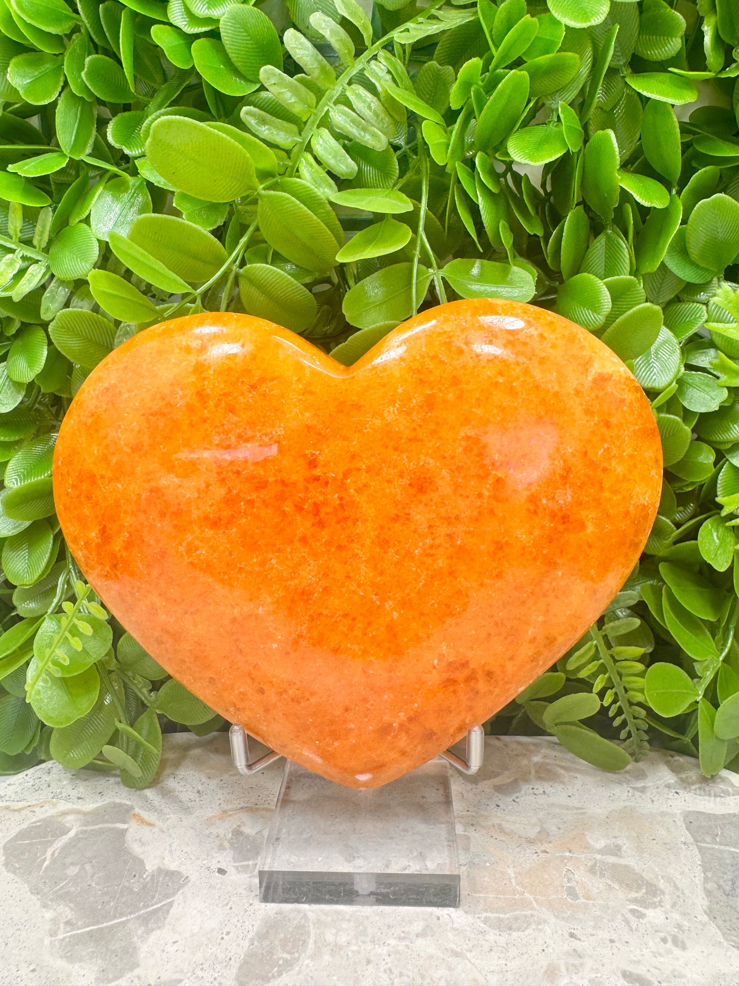 Crystalized Orange Calcite Heart 1096g