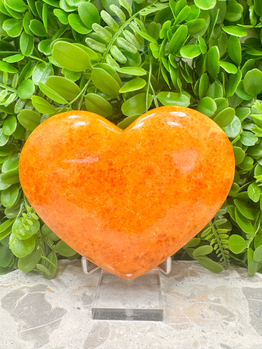 Crystalized Orange Calcite Heart 1096g