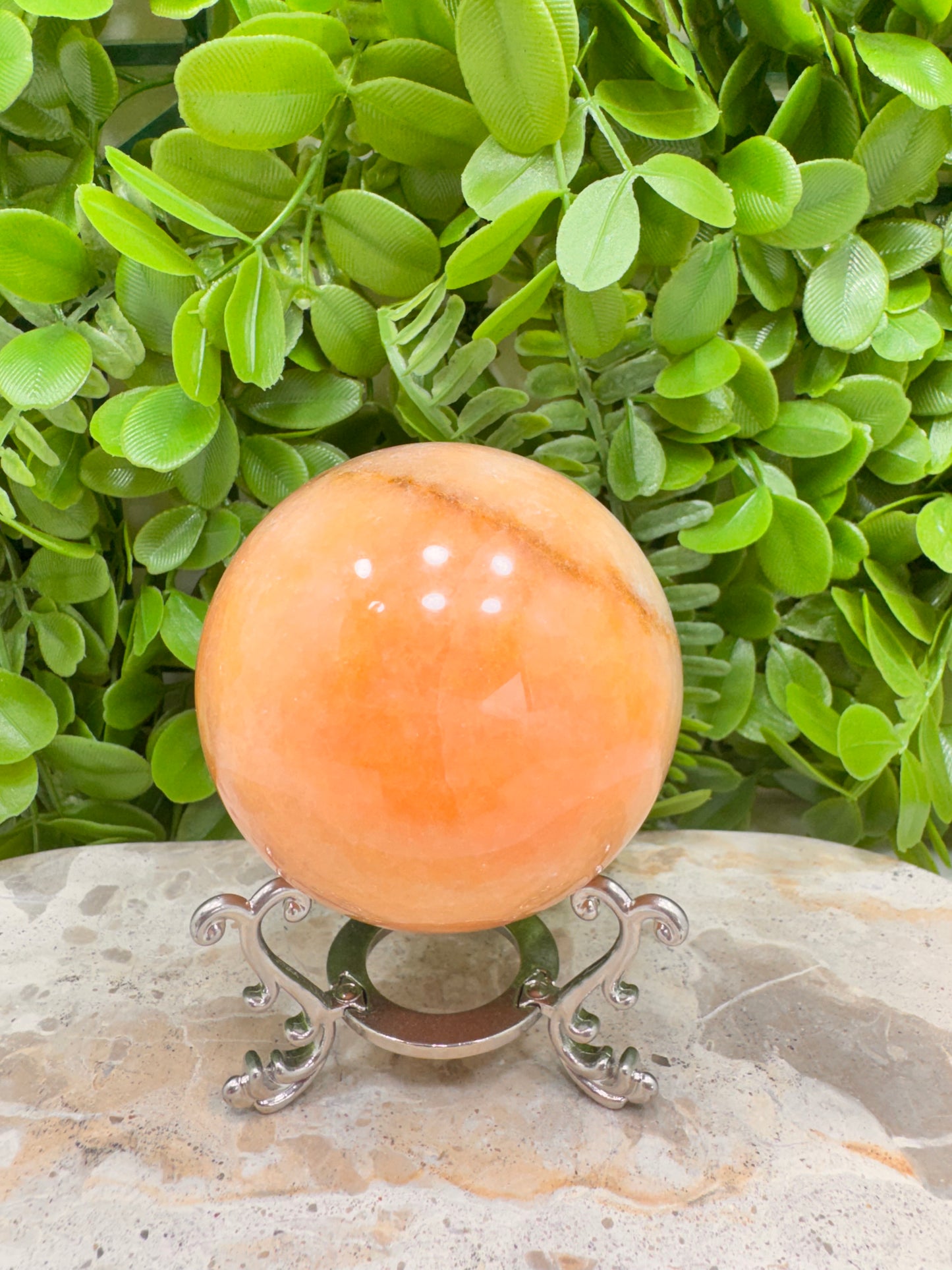 Peach Banded Calcite Sphere 528g