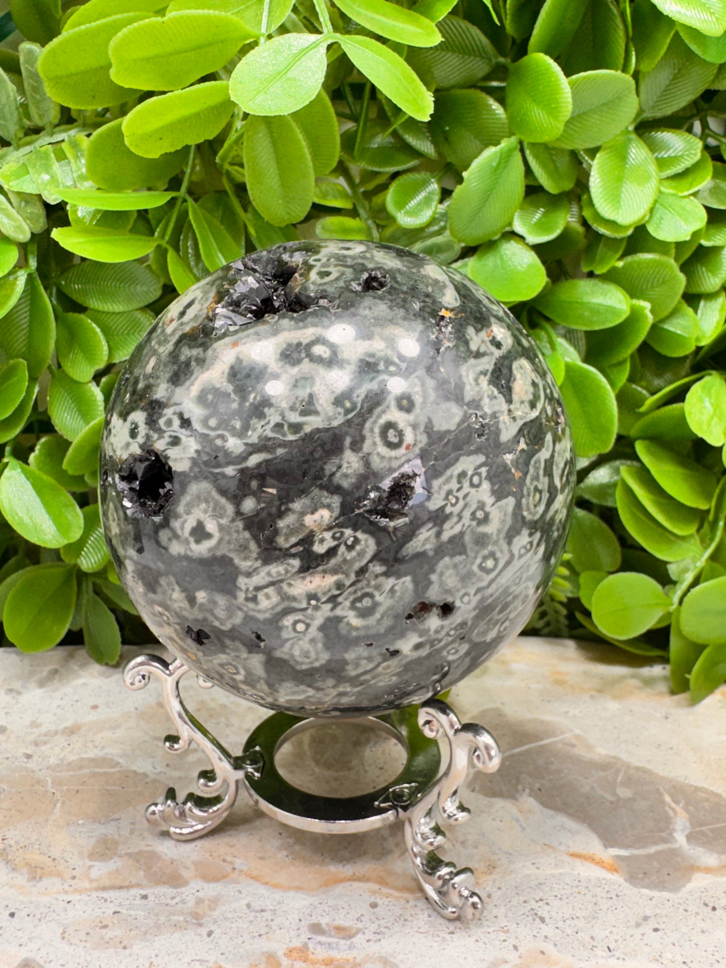 Bubble Ocean Jasper Sphere 702g