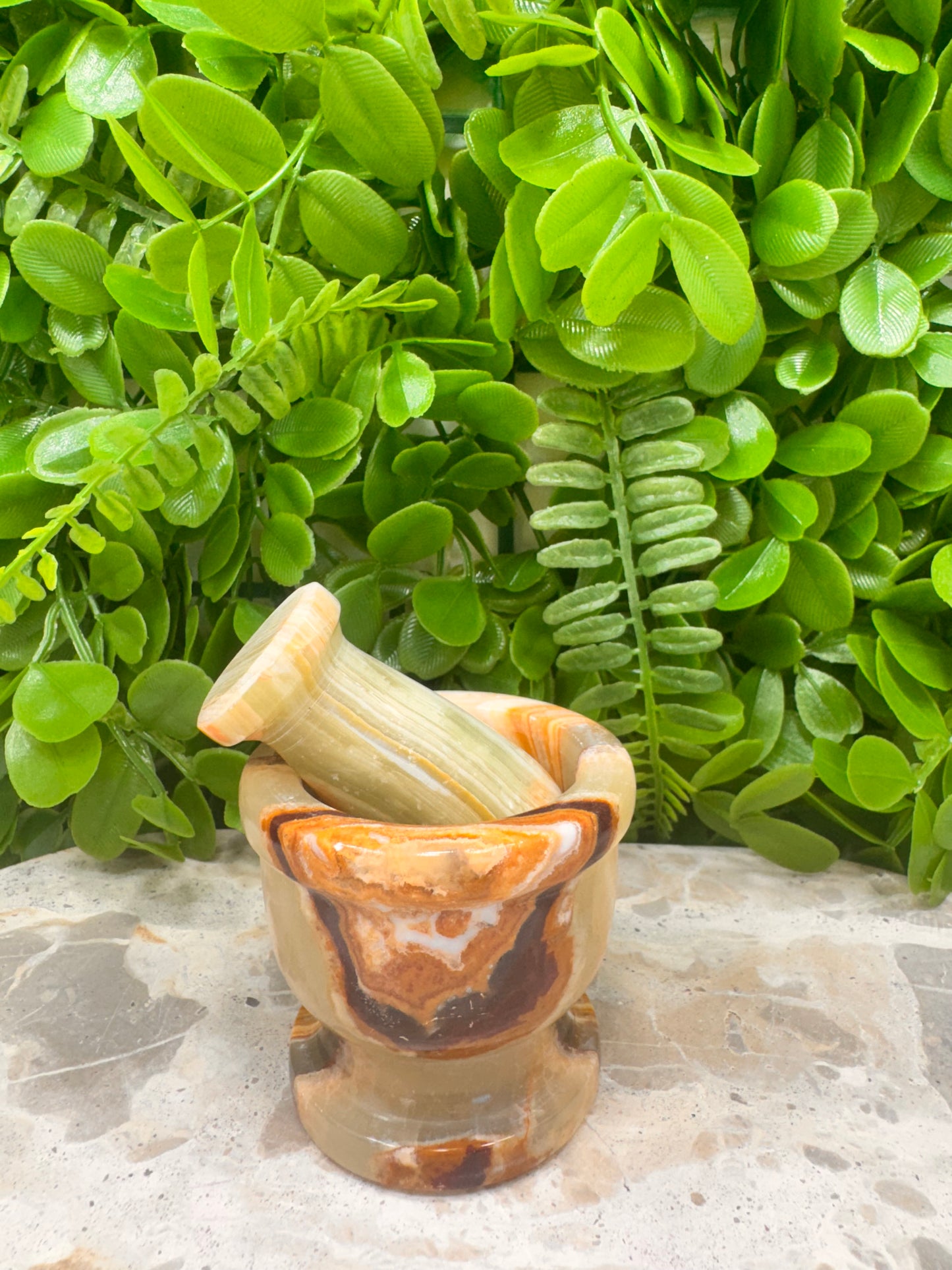 Green Banded Onyx Mortar and Pestle 336g
