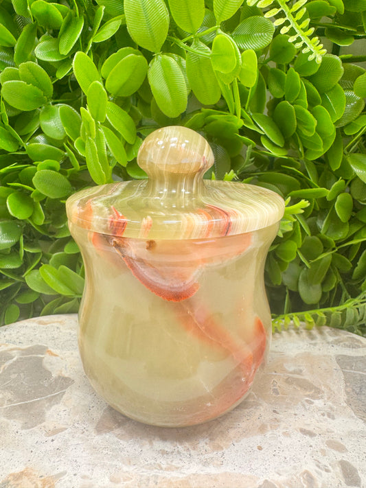 Green Banded Onyx Jar with lid 696g