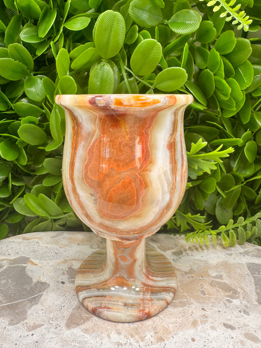 Green banded Onyx Wine Goblet 356g