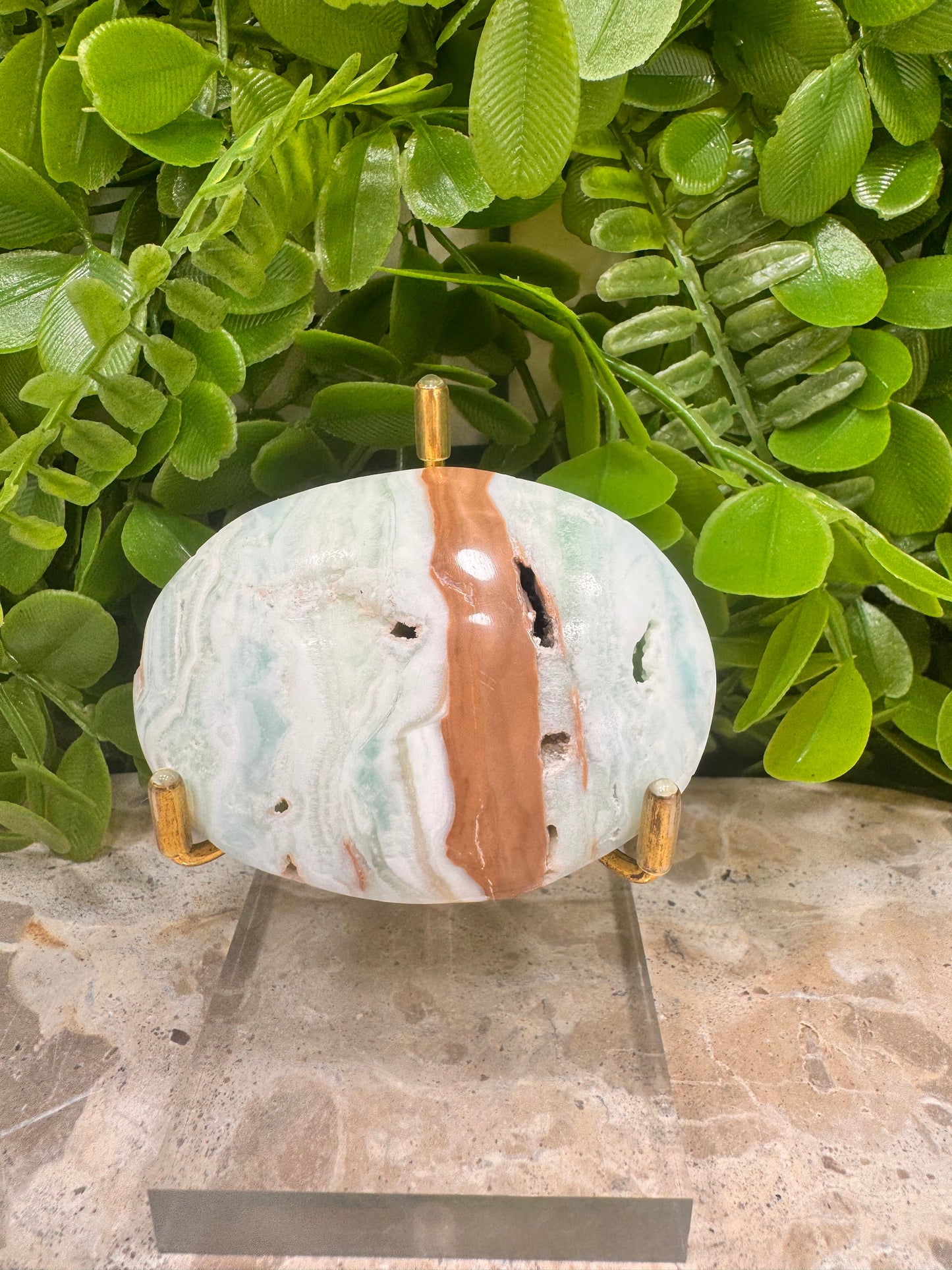 Blue Caribbean Calcite Palm Stone 126g