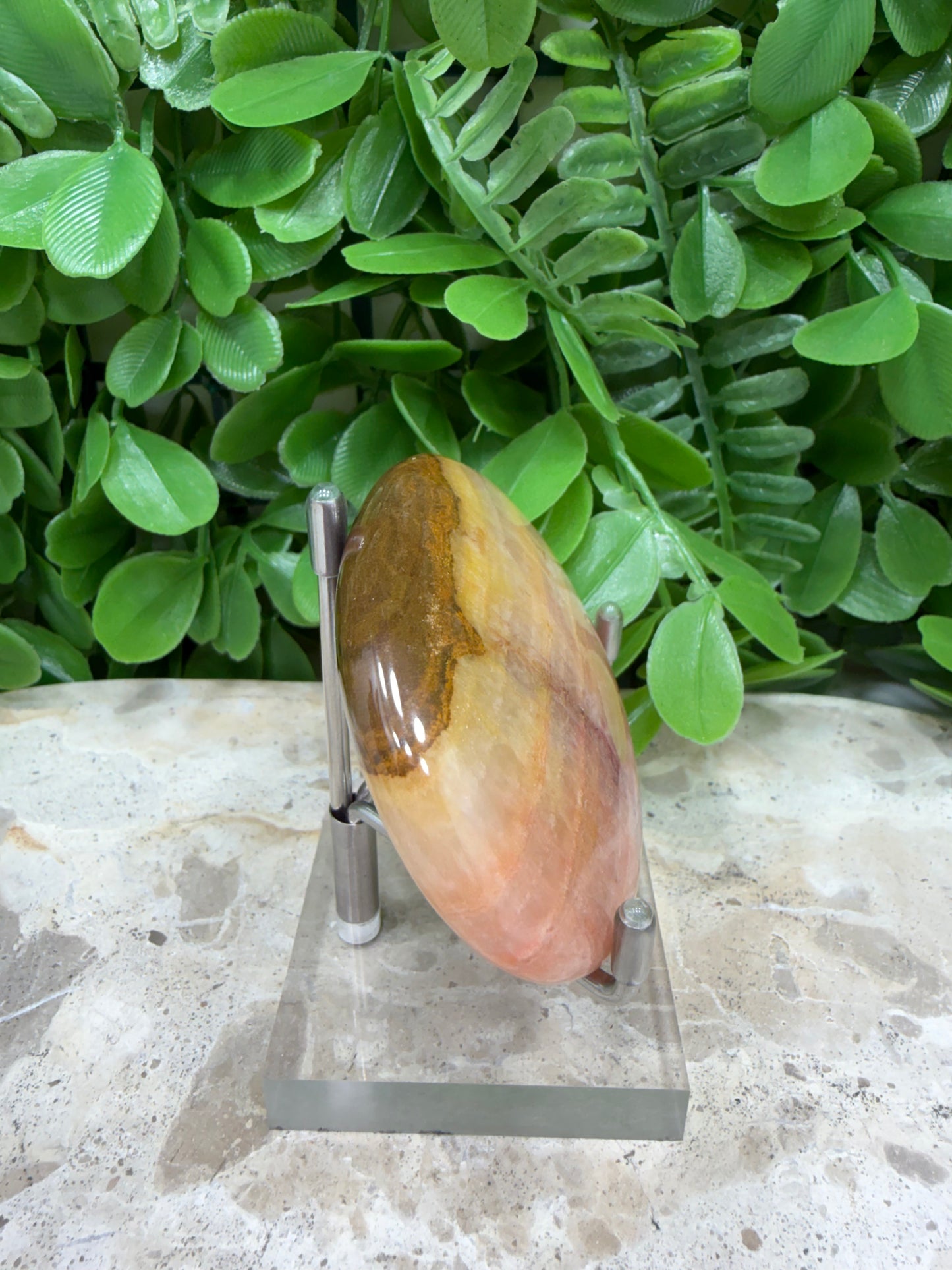 Peach Banded Calcite Palm 114g
