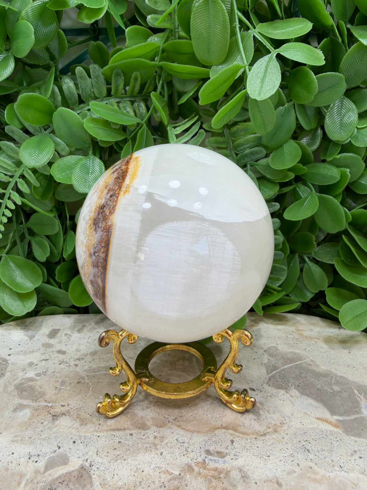 Dendritic Silky white Calcite Sphere 812g