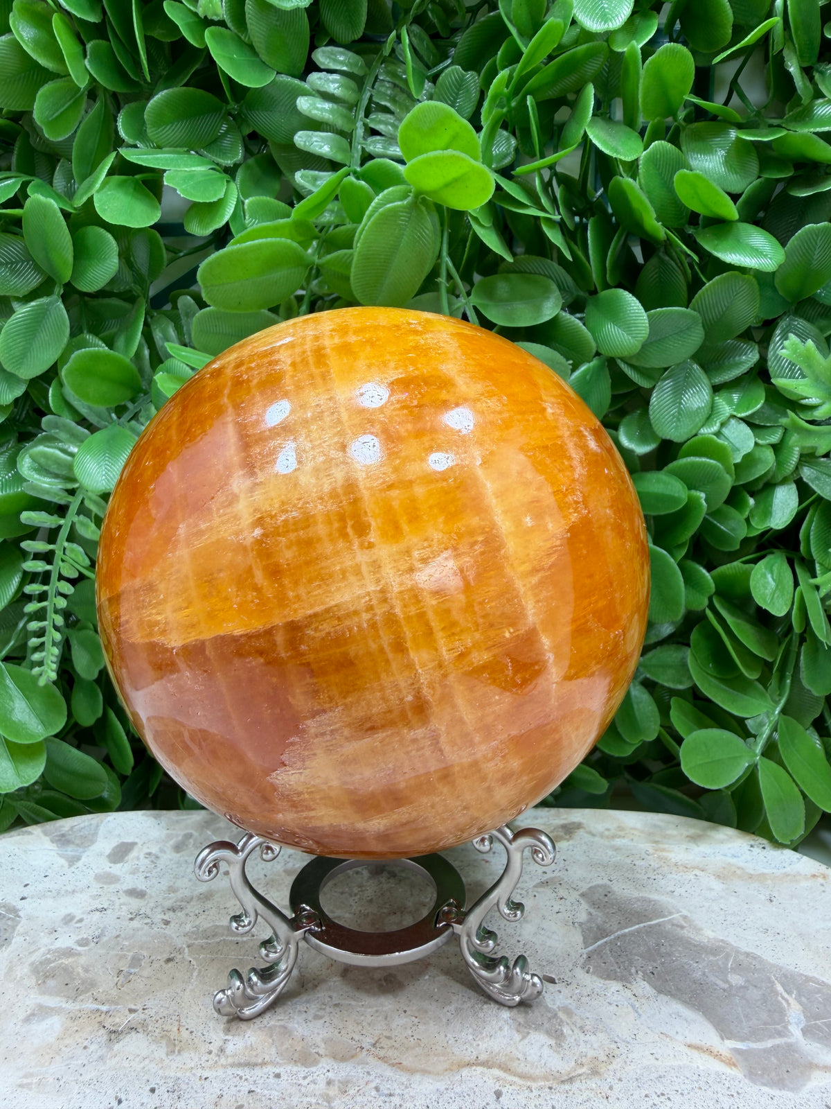 Crystallised Orange Calcite Sphere | Energy • Joy • Creativity