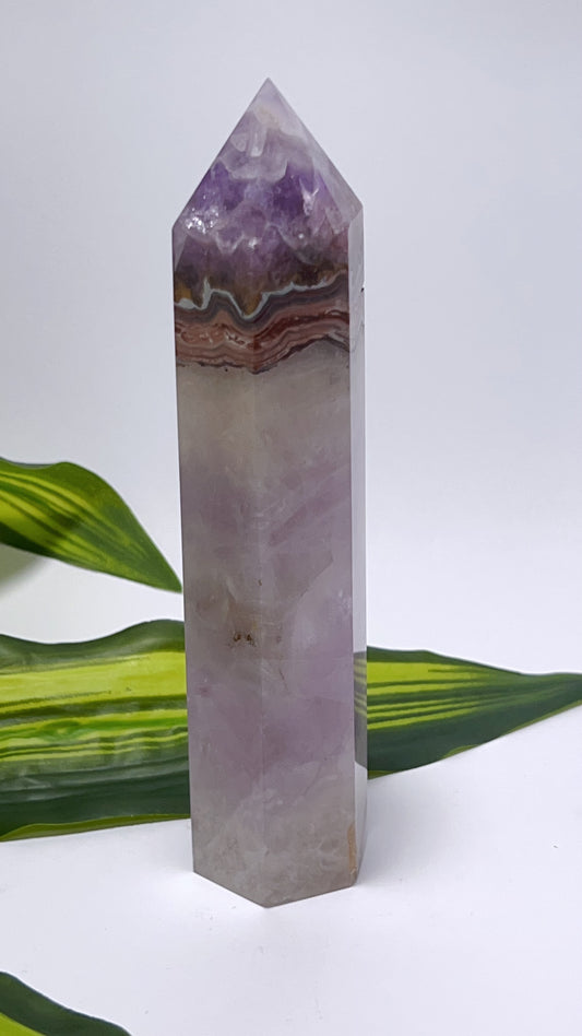 Amethyst and Mexican Agate Tower 380g