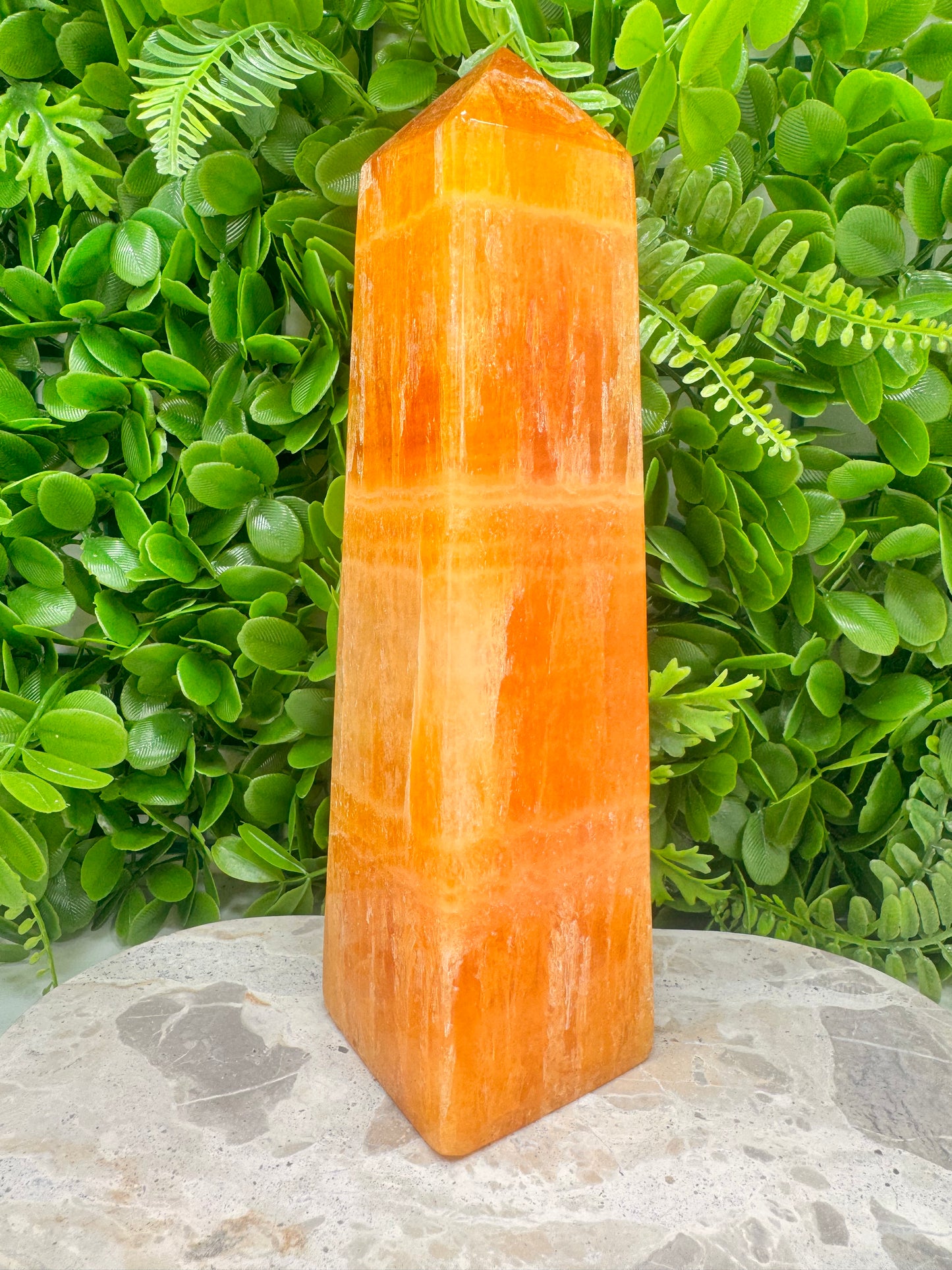 Crystallised Orange Calcite Tower 1898g