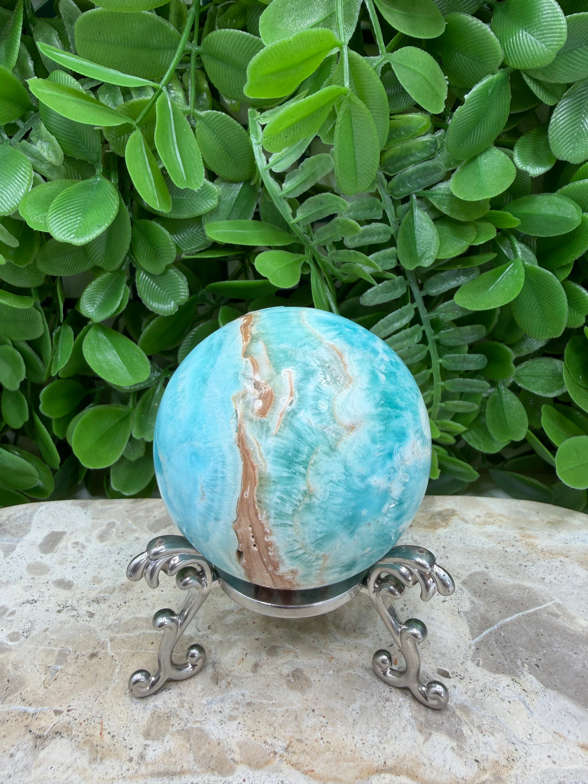 Blue Smithsonite Sphere | Calm • Compassion • Emotional Healing