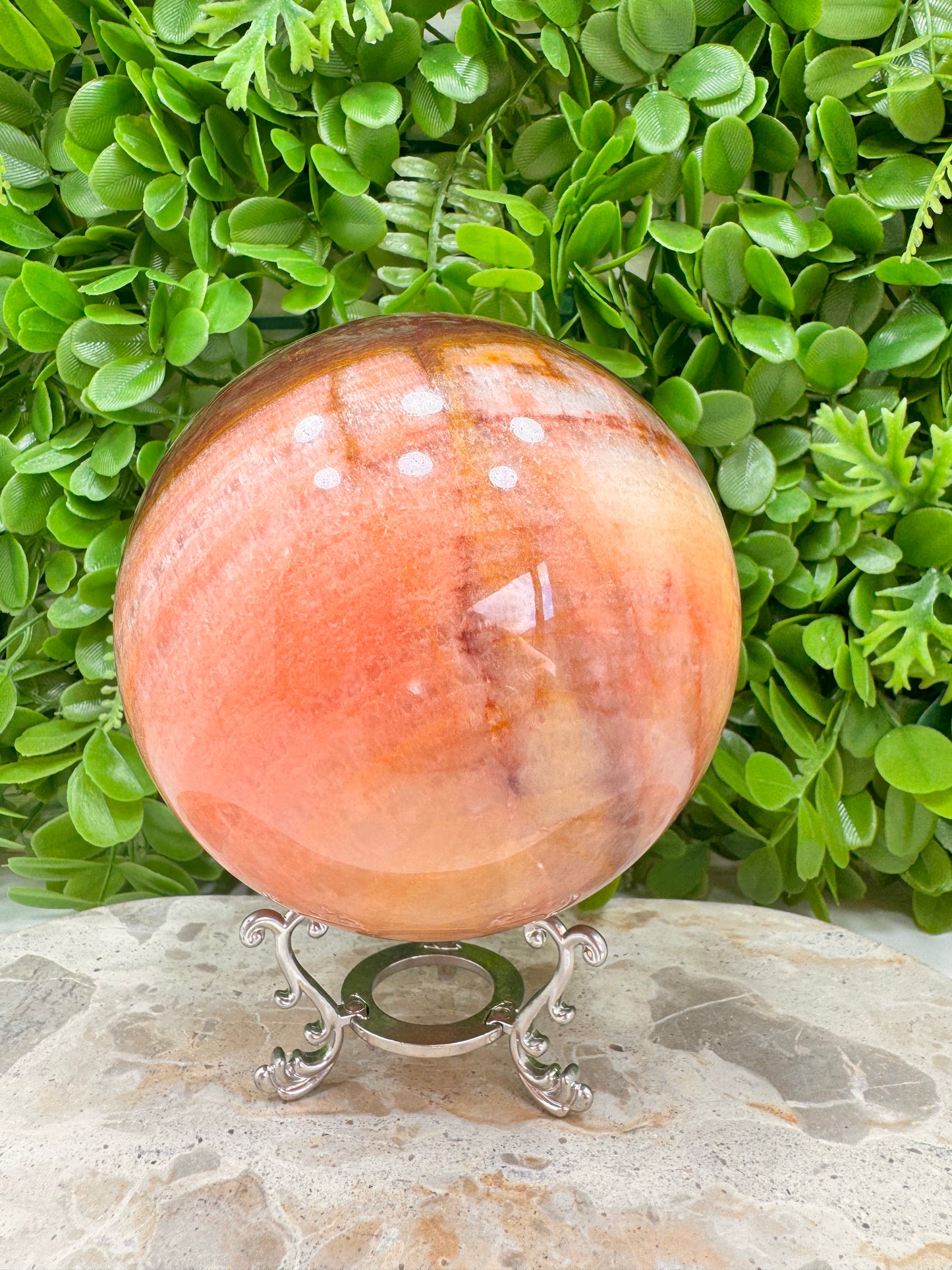 Peach Banded Calcite Sphere 2546g