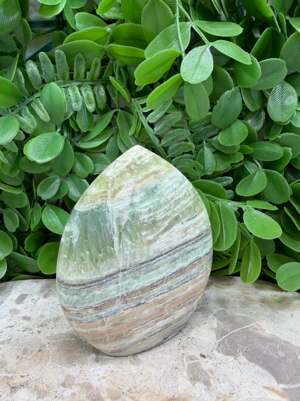 Emerald Kiwi Calcite Teardrop 374g