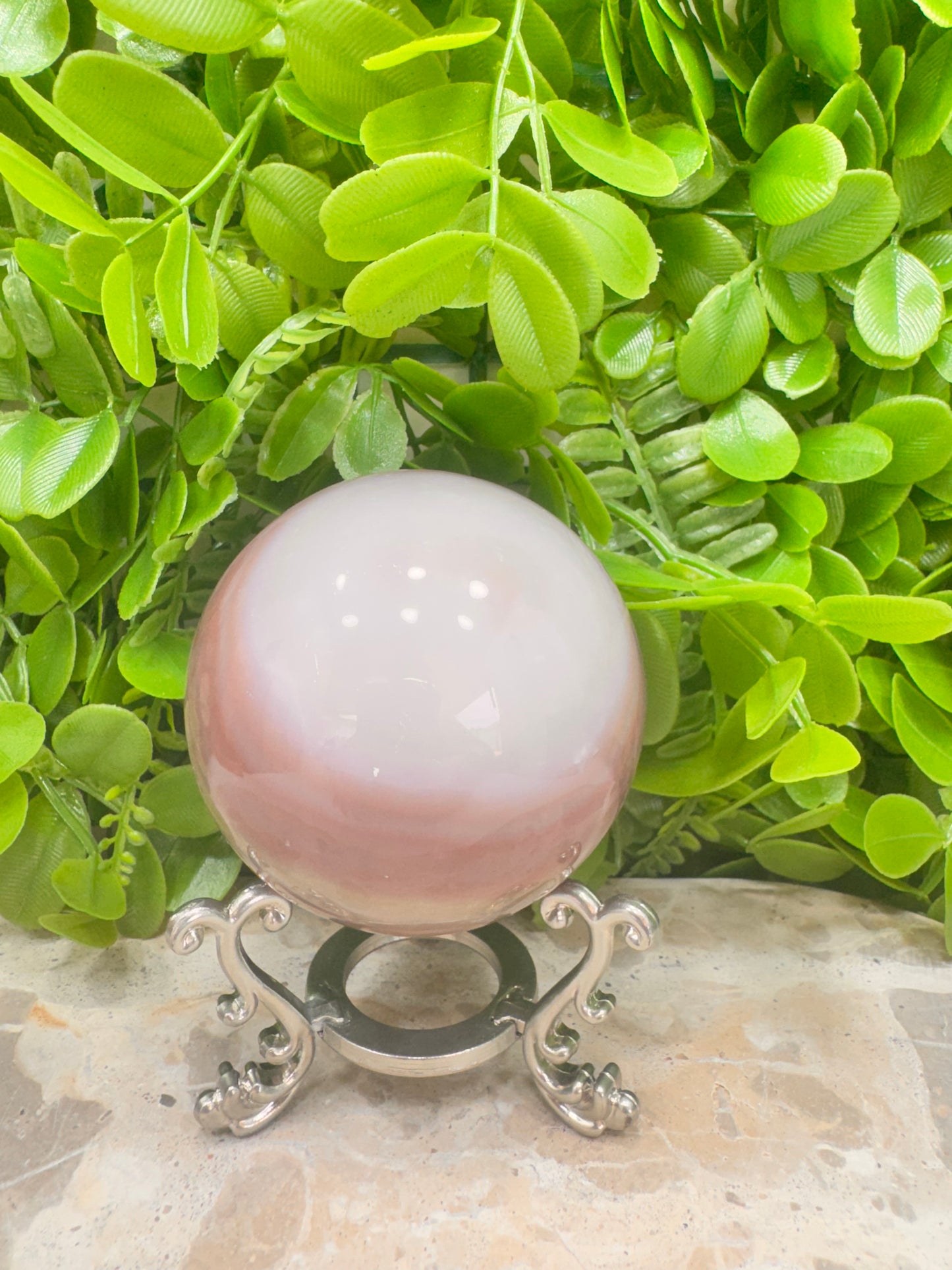 Pink Pistachio Calcite Sphere 506g