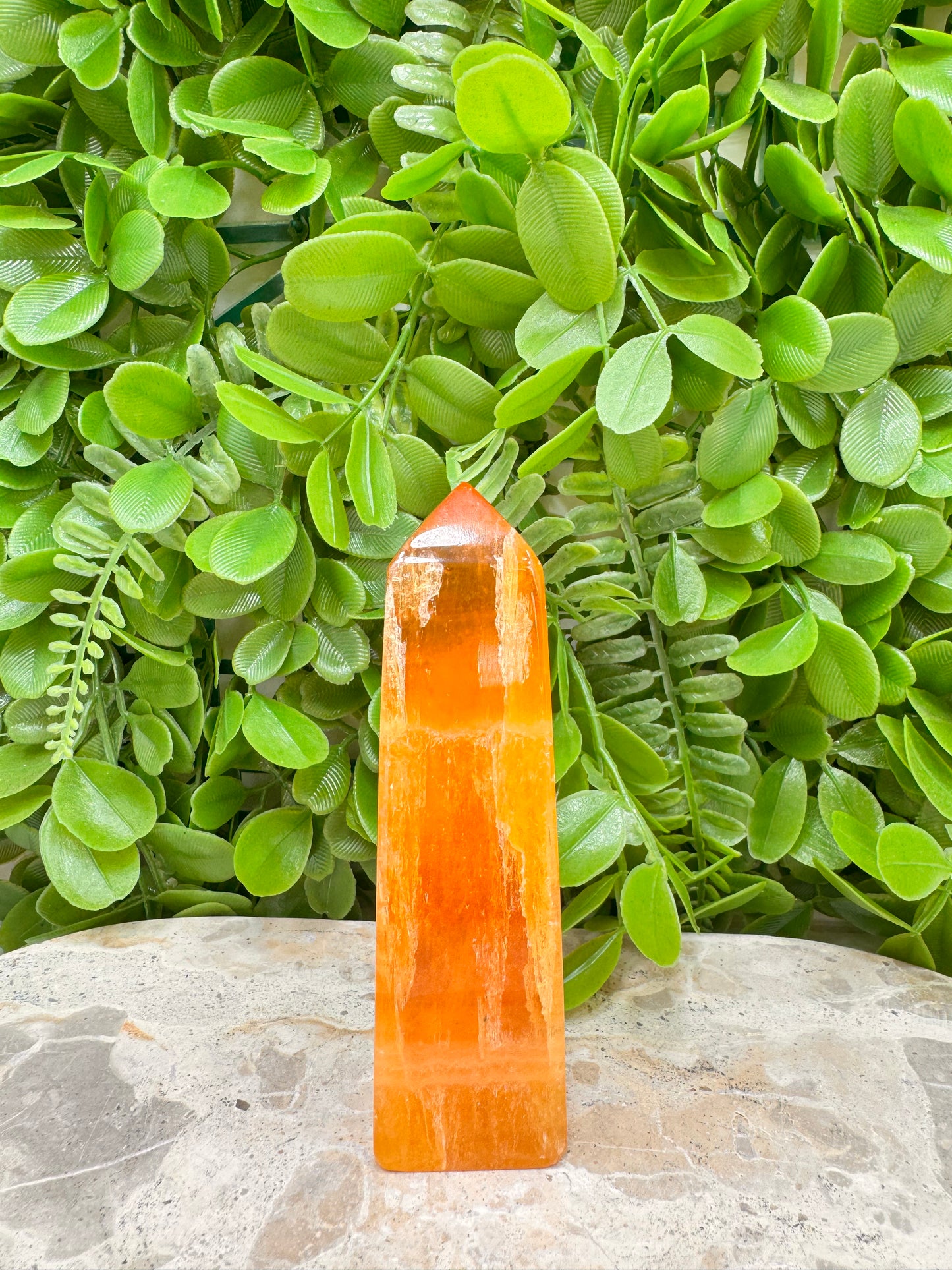 Crystalised Orange Calcite Point 236g