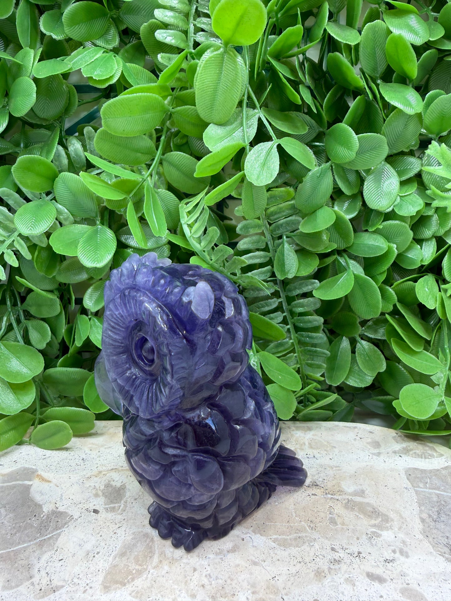 Purple Fluorite Owl 604g
