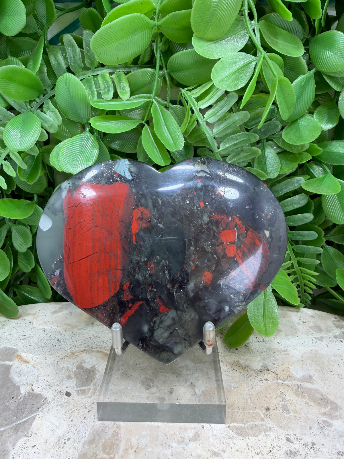 African Bloodstone Heart | Strength • Courage • Vitality