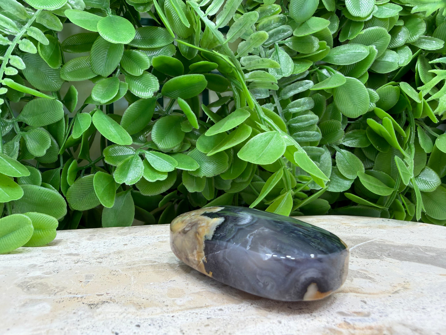 UV Volcanic Agate Palm Stone 76g