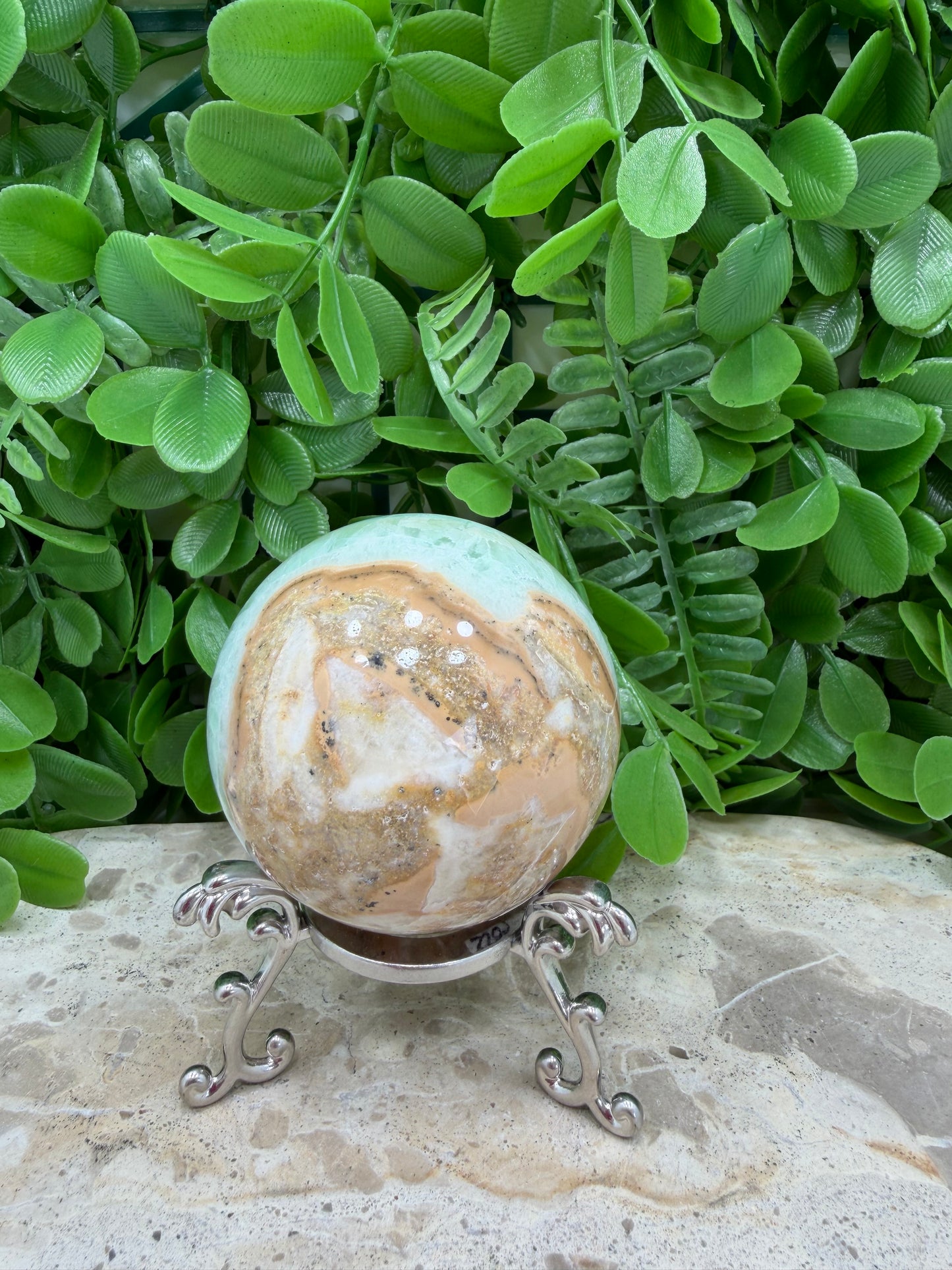Green Ocean Calcite Sphere 350g