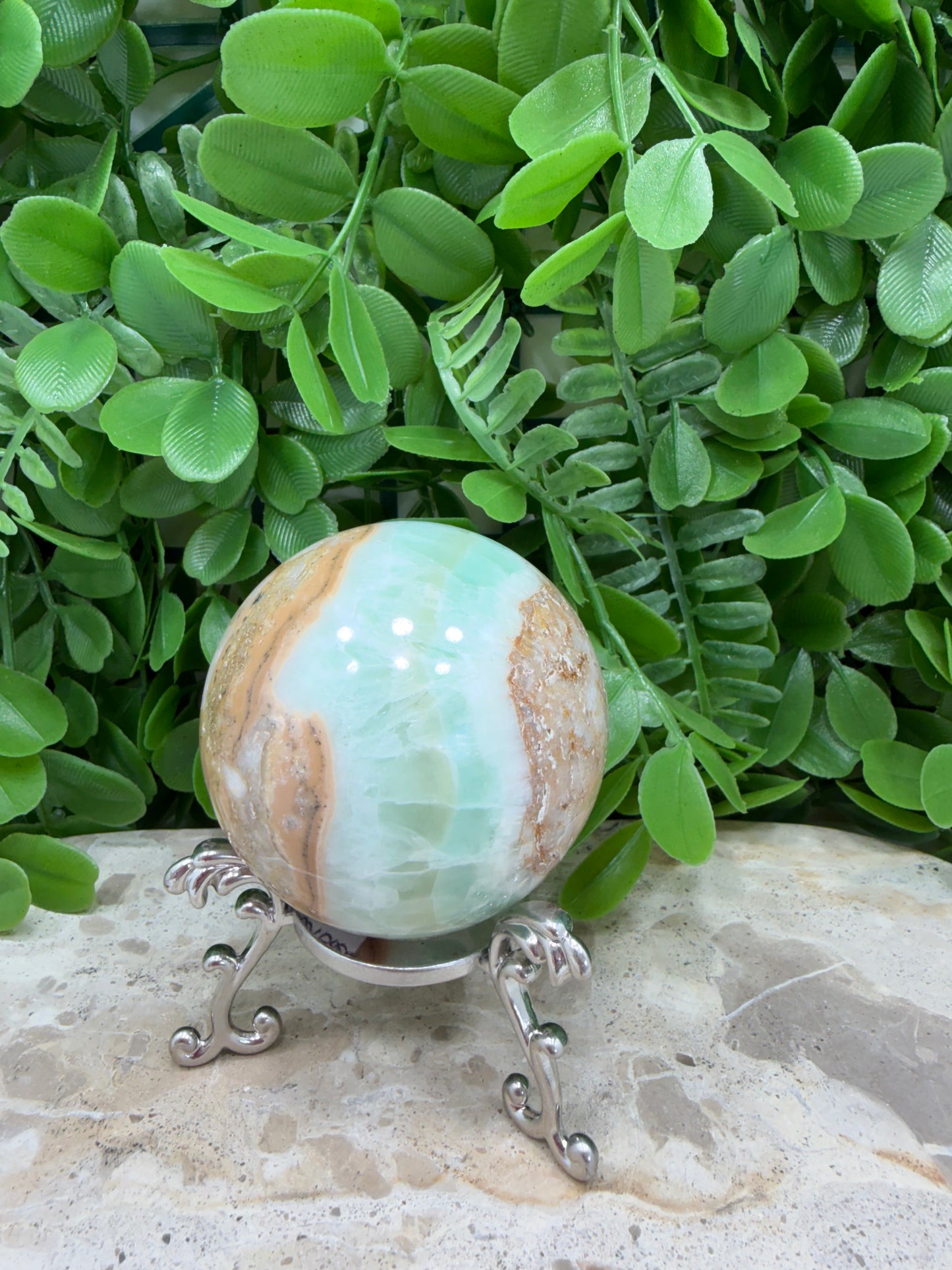 Green Ocean Calcite Sphere 350g