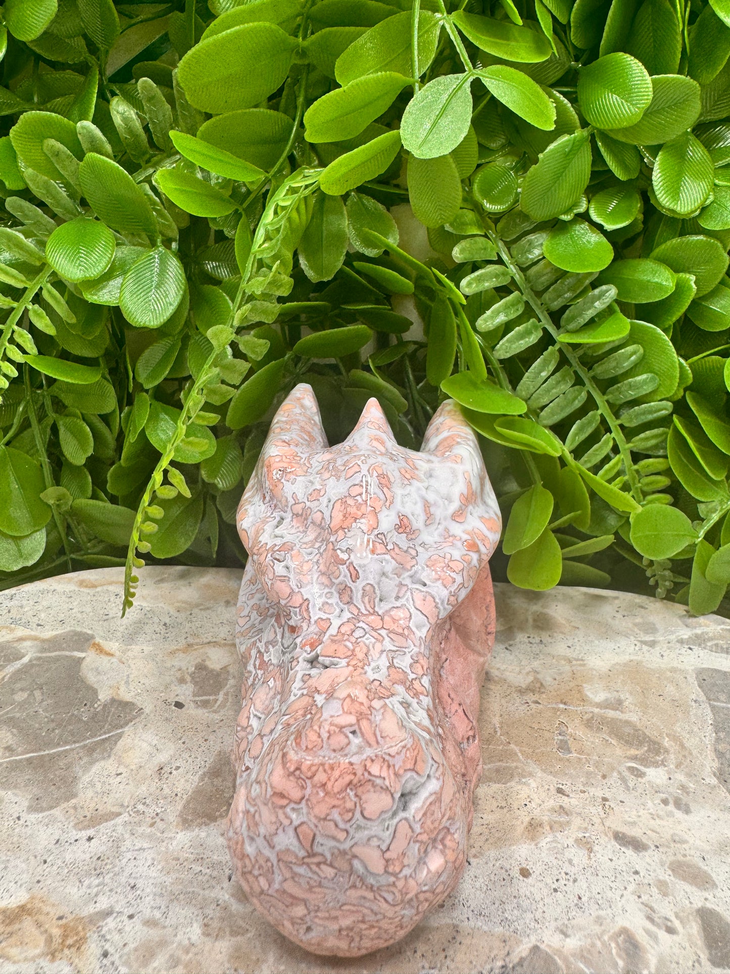 Pink Agate Dragon Skull 635g