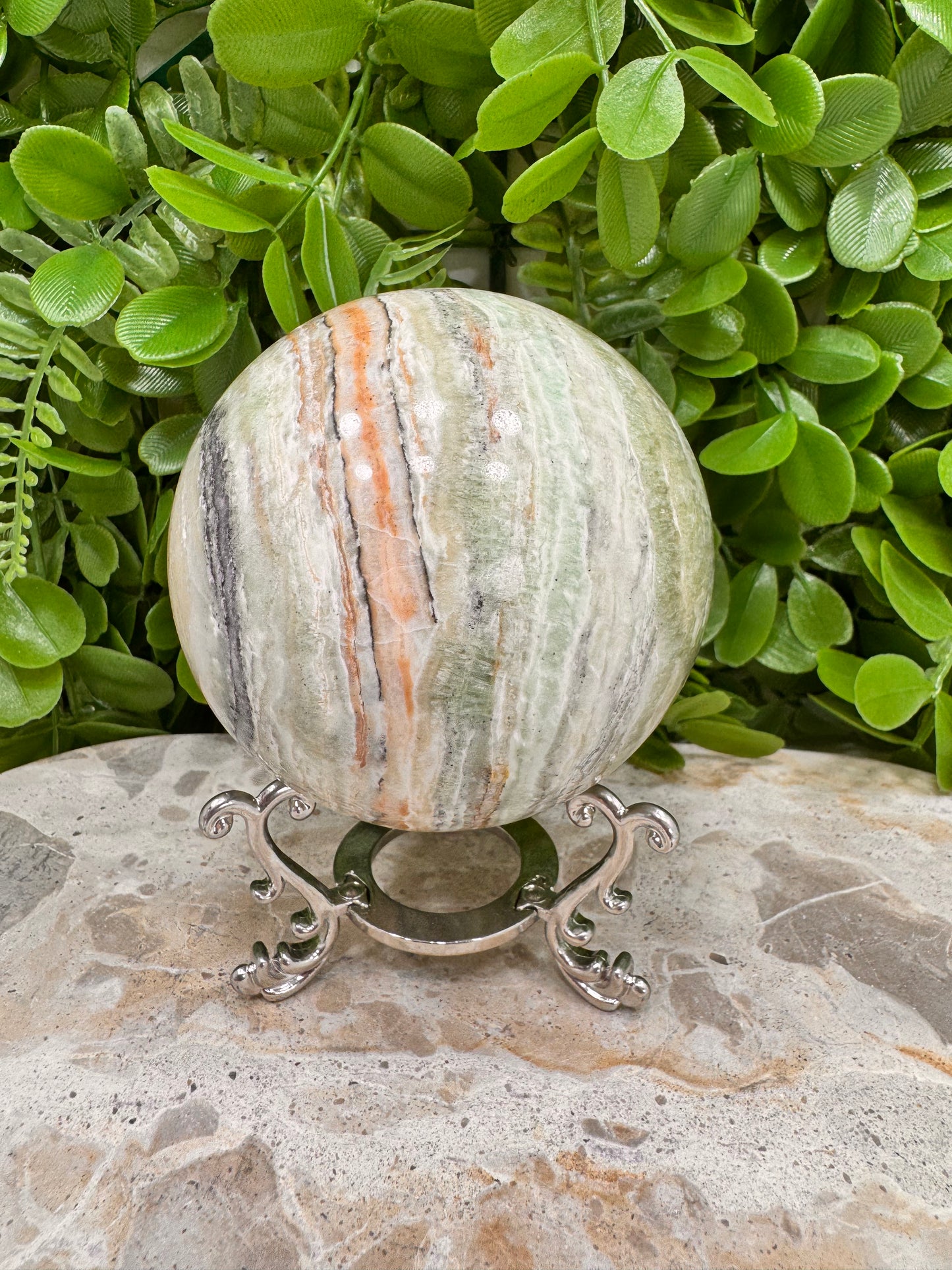 Emerald Kiwi Calcite Sphere 768g
