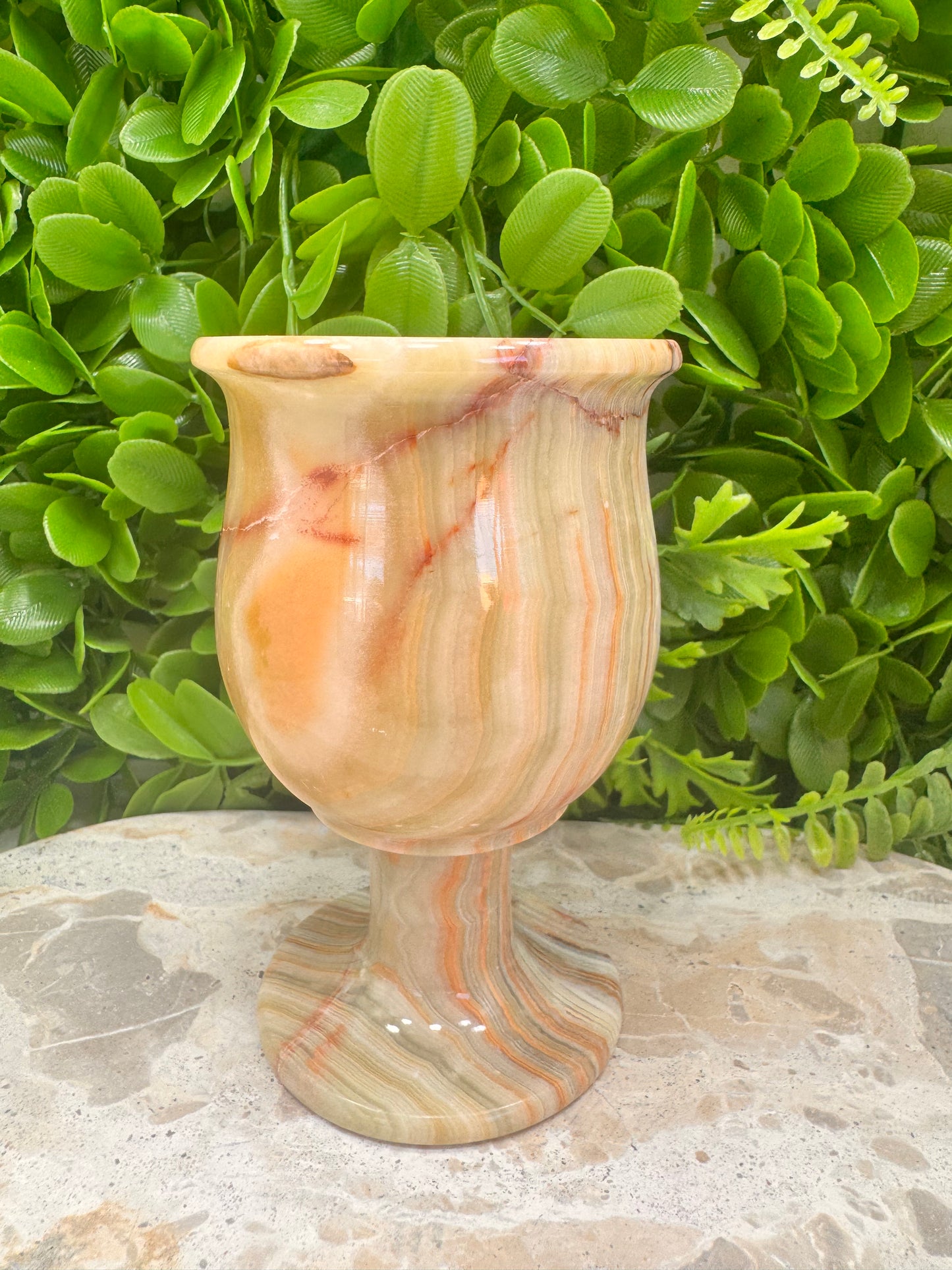 Green banded Onyx Wine Goblet 356g