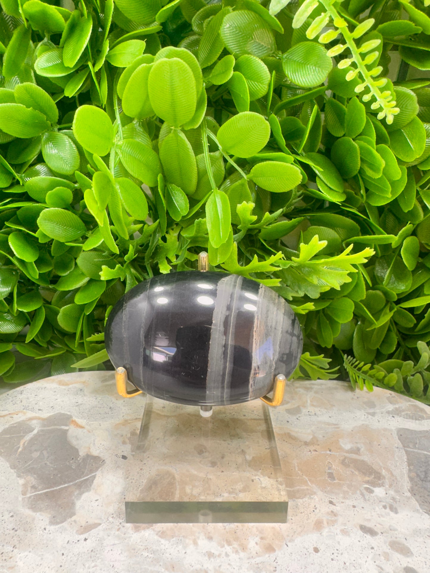 Black Banded Onyx Palm Stone 150g