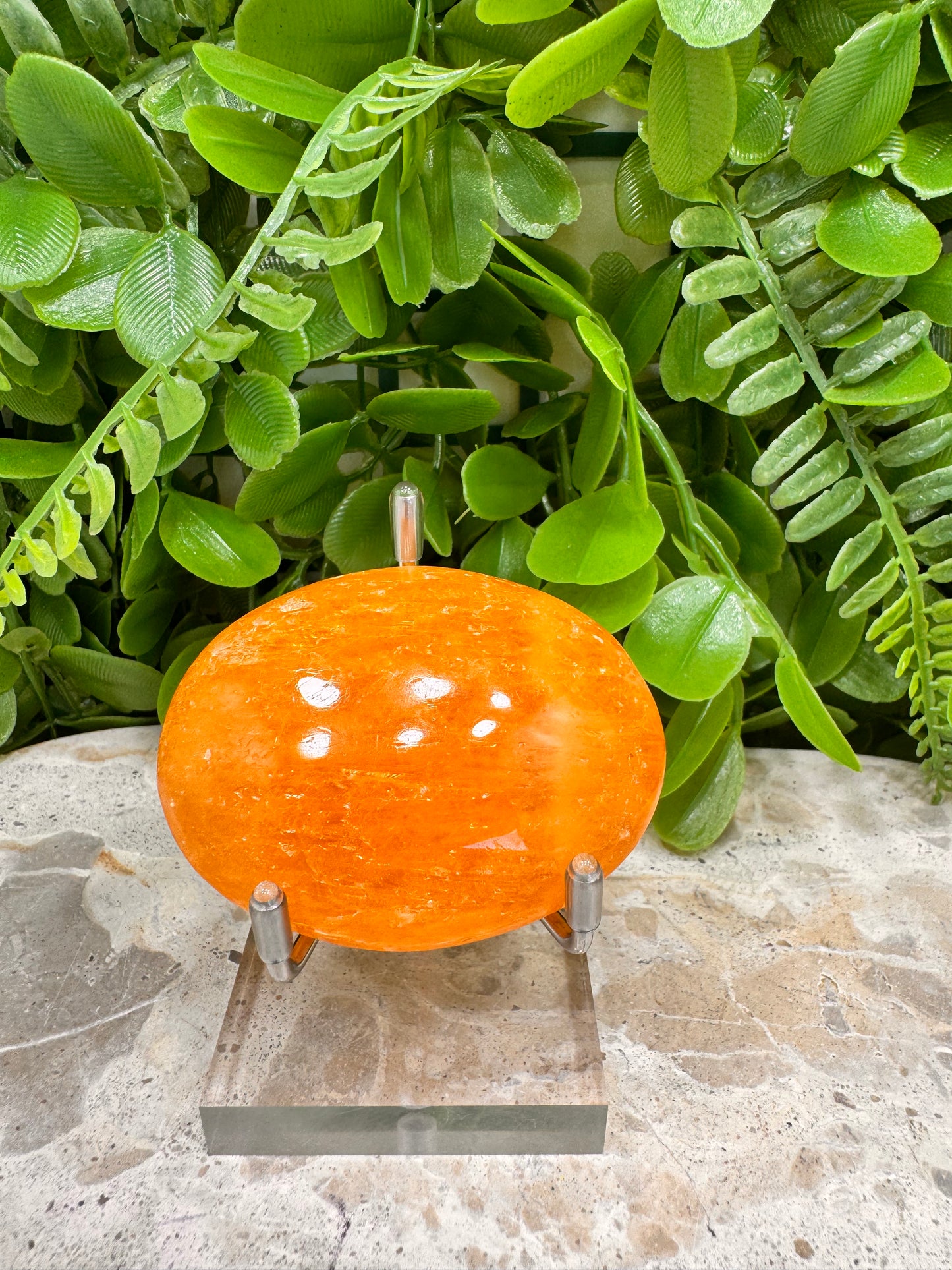 Crystalized Orange Calcite Palm Stone 108g