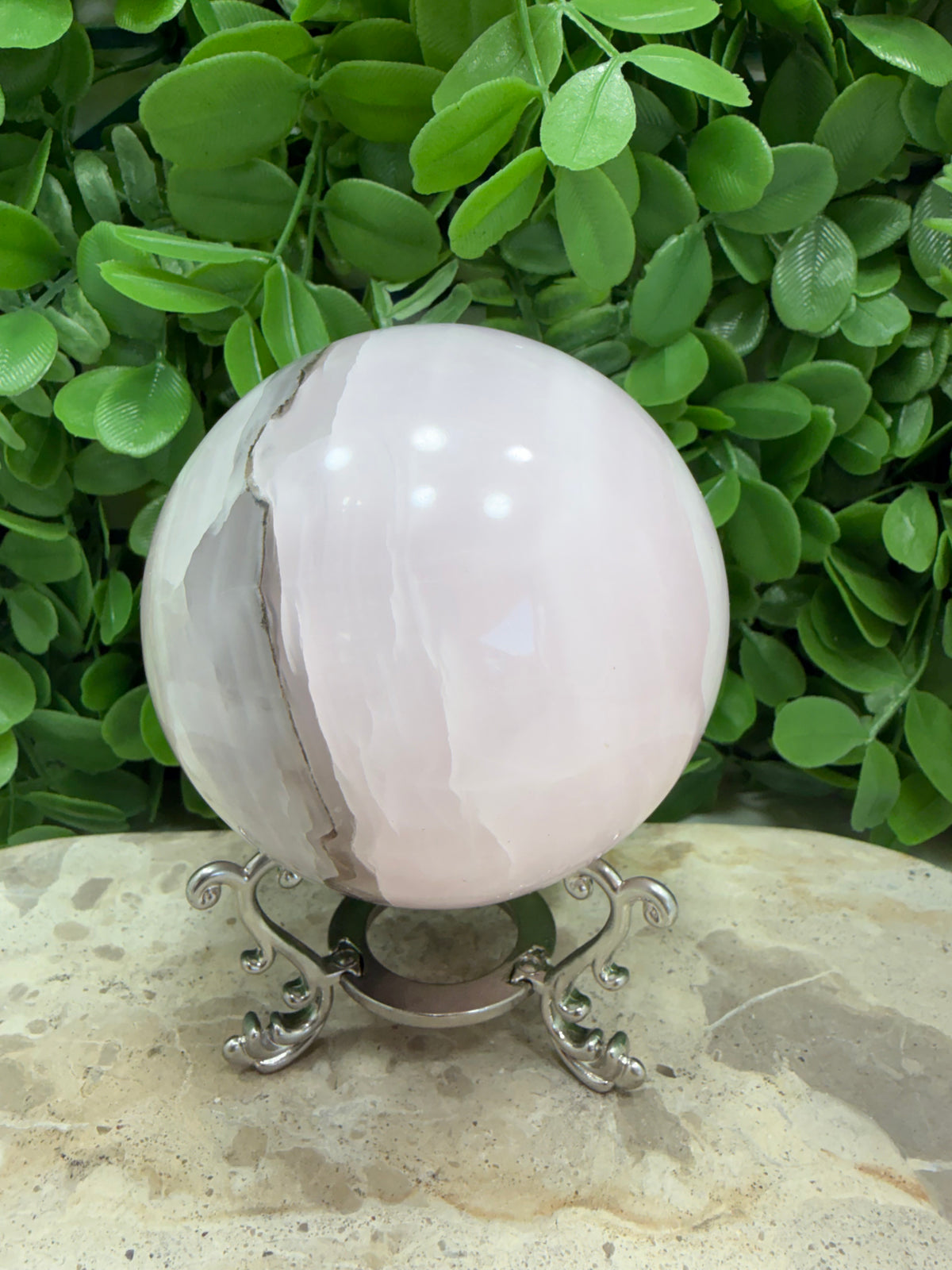 Smokey Pink Mangano UV Sphere 874g| Love • Compassion • Calm