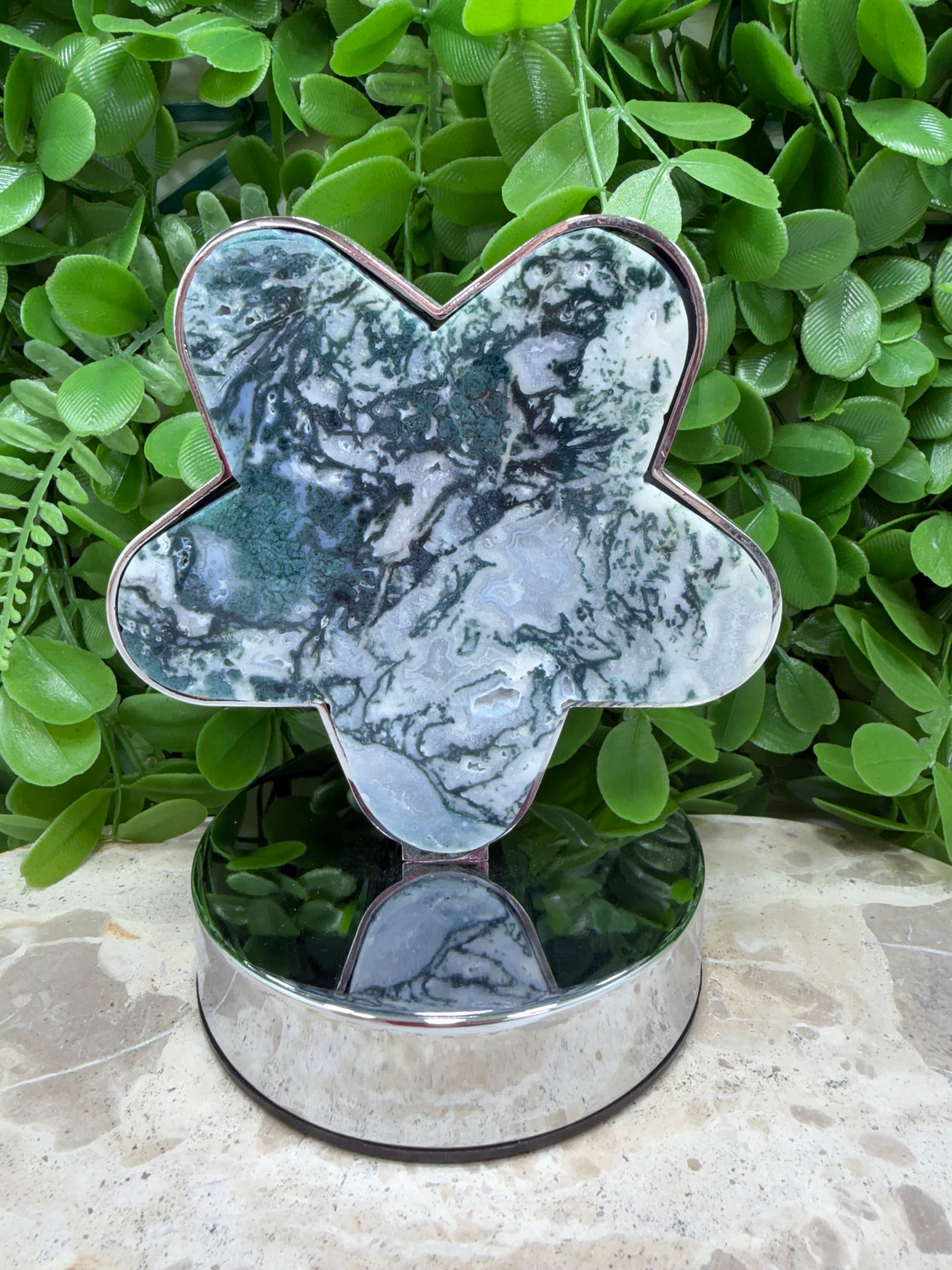 Moss Agate Flower USB Lamp 466g